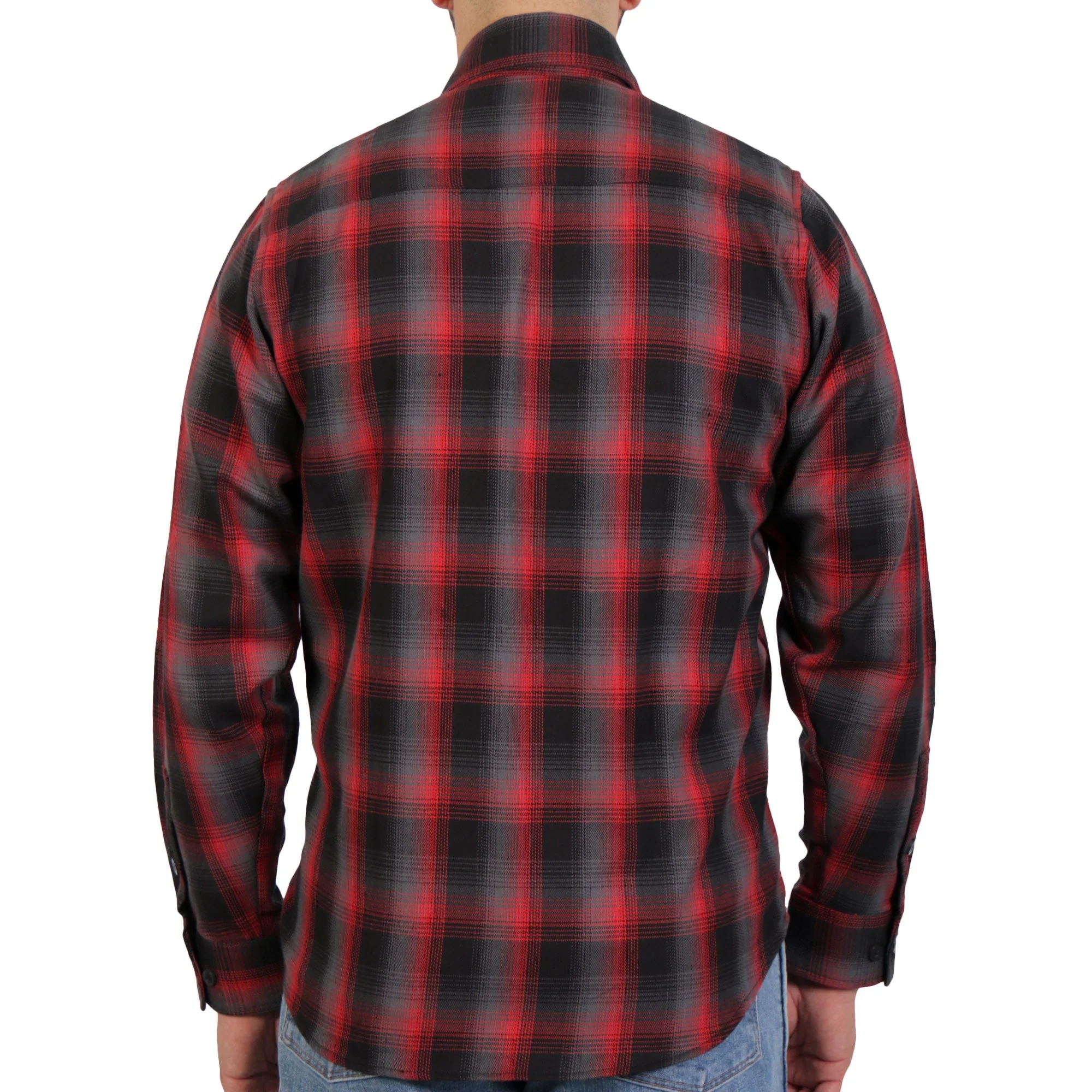 Hot Leathers FLM2017 Men's Red and Gray Long Sleeve Flannel Shirt - Image 2
