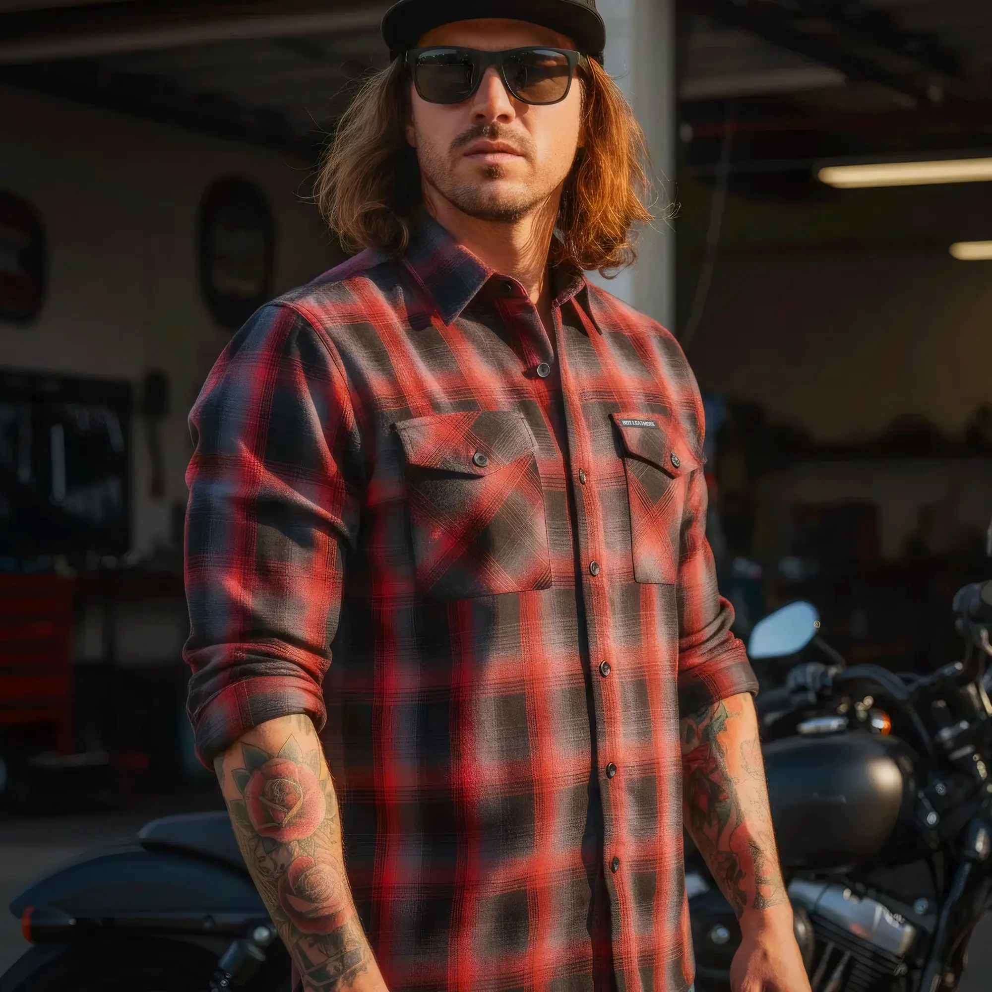 Hot Leathers FLM2017 Men's Red and Gray Long Sleeve Flannel Shirt - Image 4