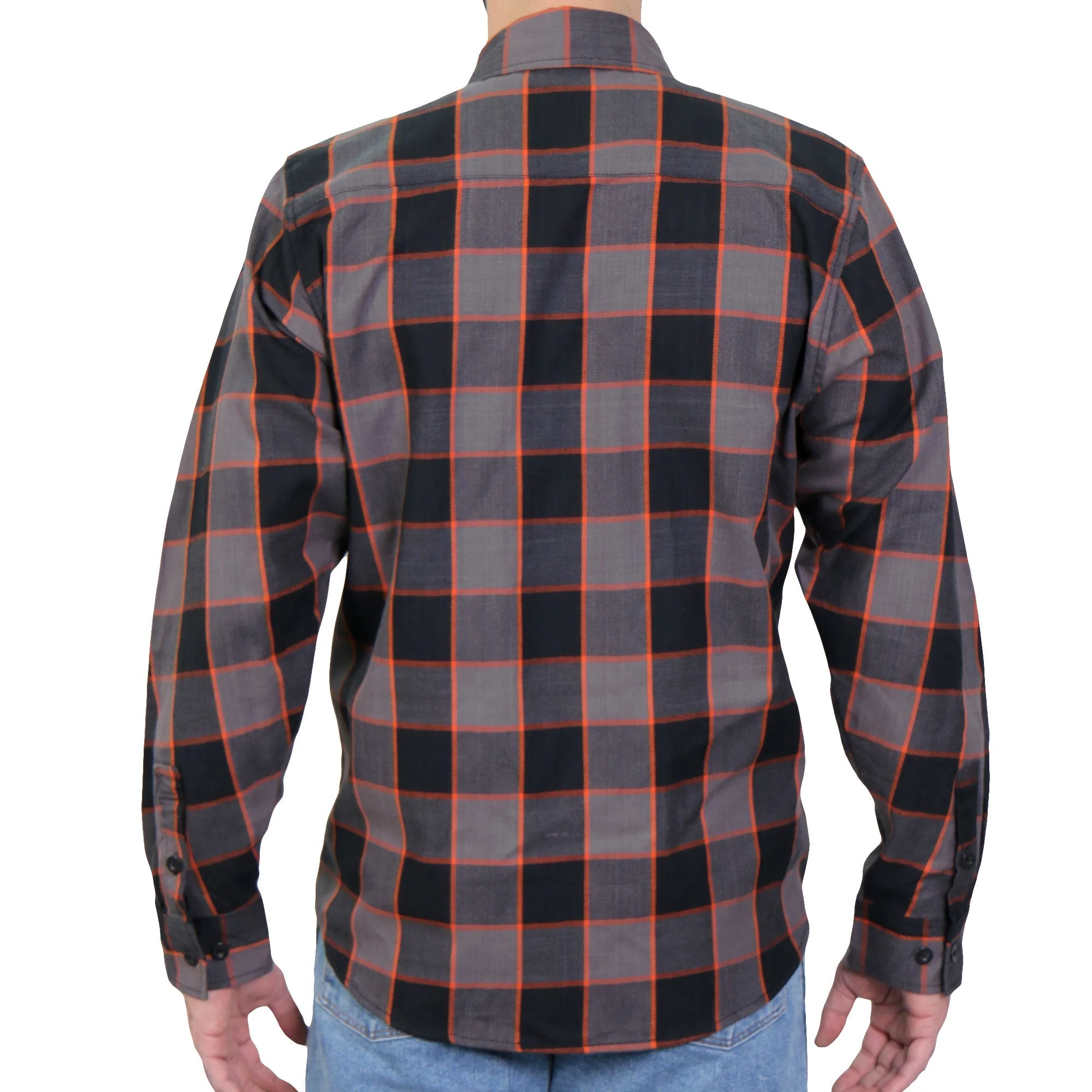 Hot Leathers FLM2020 Men's 'Black, Gray and Orange' Flannel Long Sleeve Shirt - Image 3