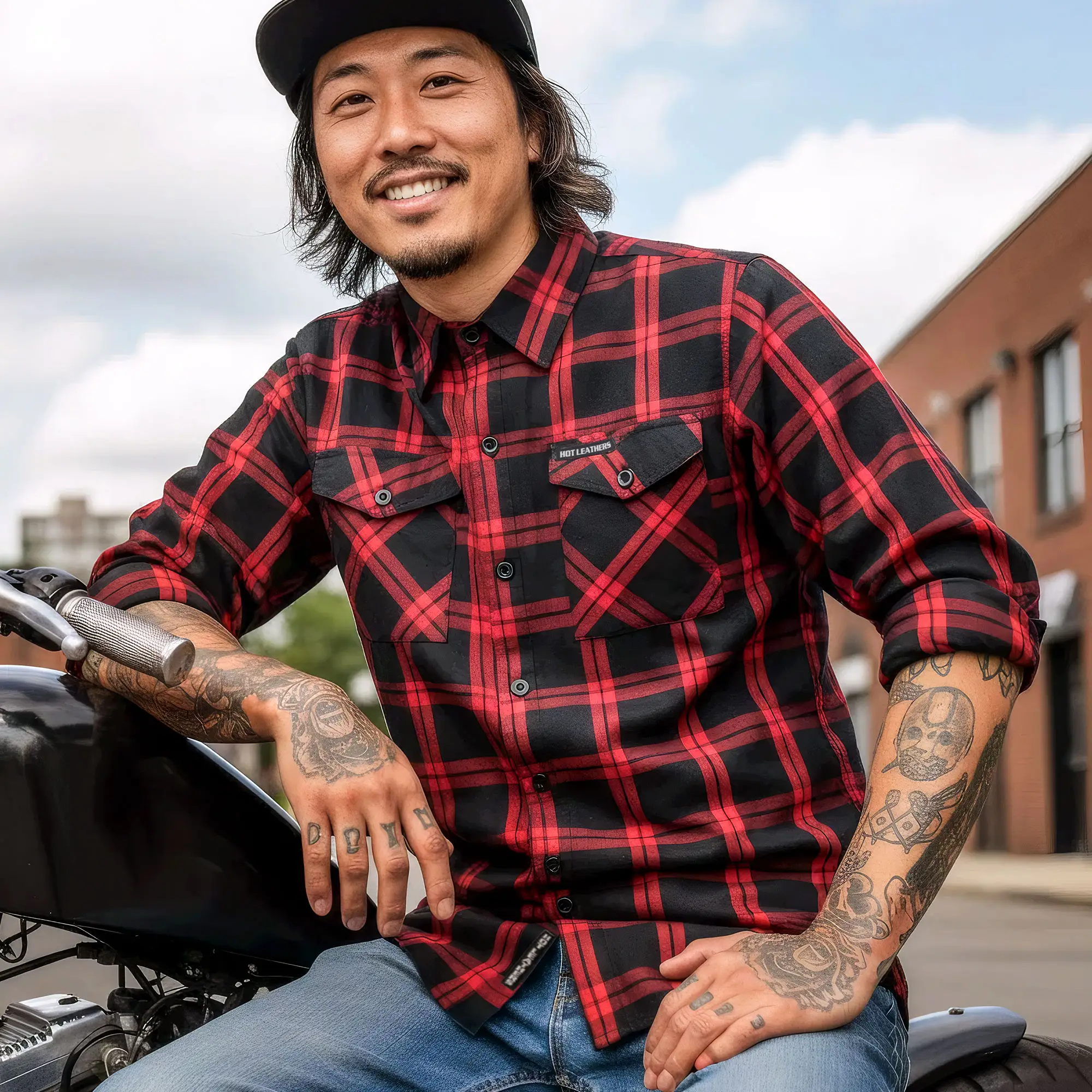 Hot Leathers FLM2021 Men's 'Red and Black' Flannel Long Sleeve Shirt - Image 5