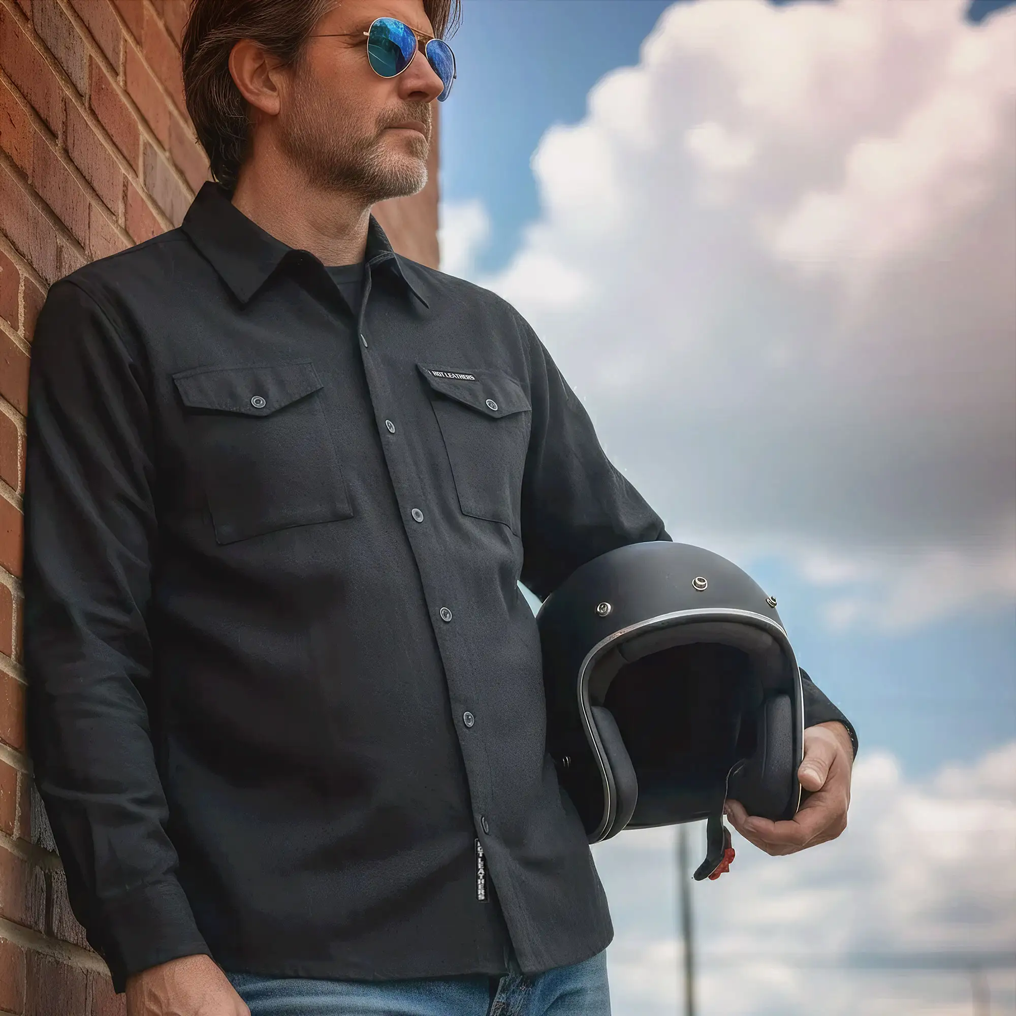 Hot Leathers FLM2024 Men's 'Solid Black' Flannel Long Sleeve Shirt - Image 3