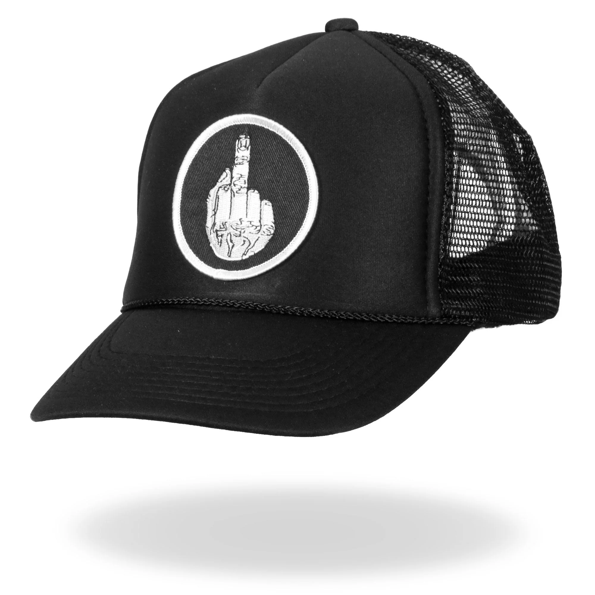 Hot Leathers GSH1004 Middle Finger Black Trucker Hat - Image 2