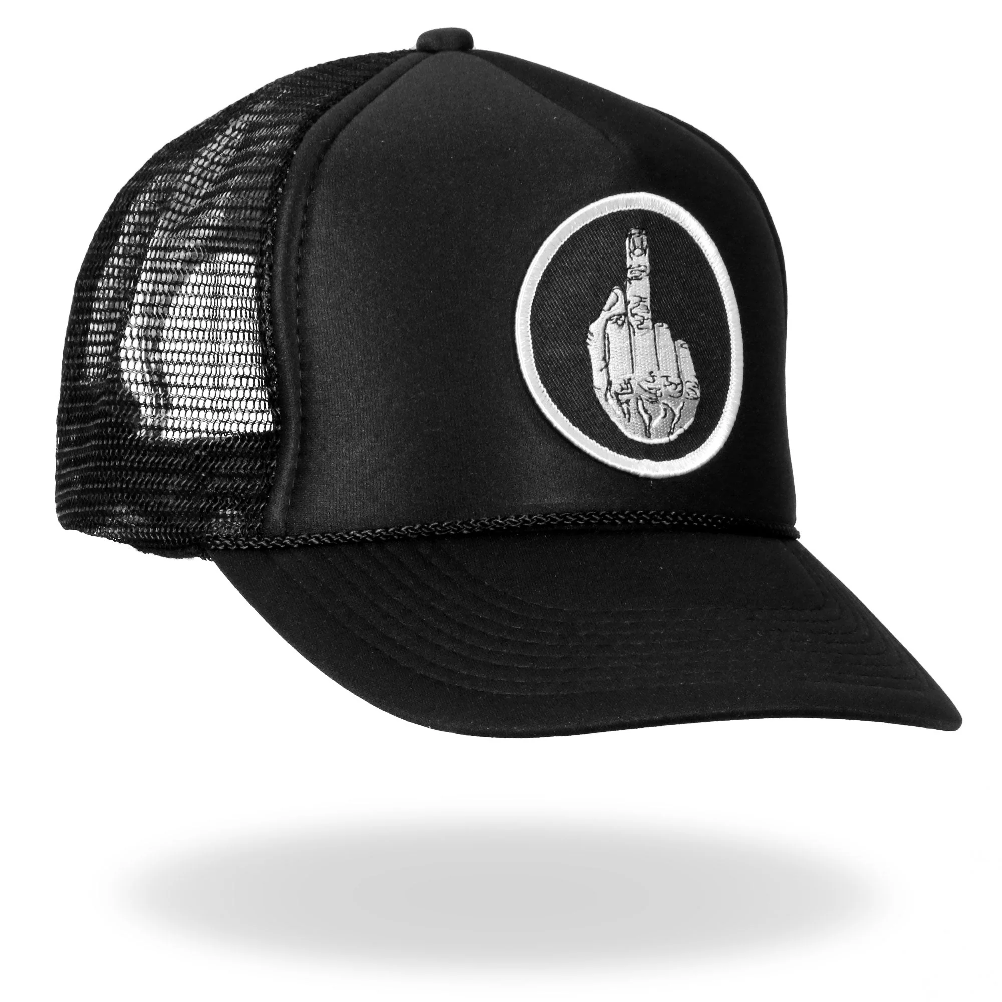 Hot Leathers GSH1004 Middle Finger Black Trucker Hat - Image 6