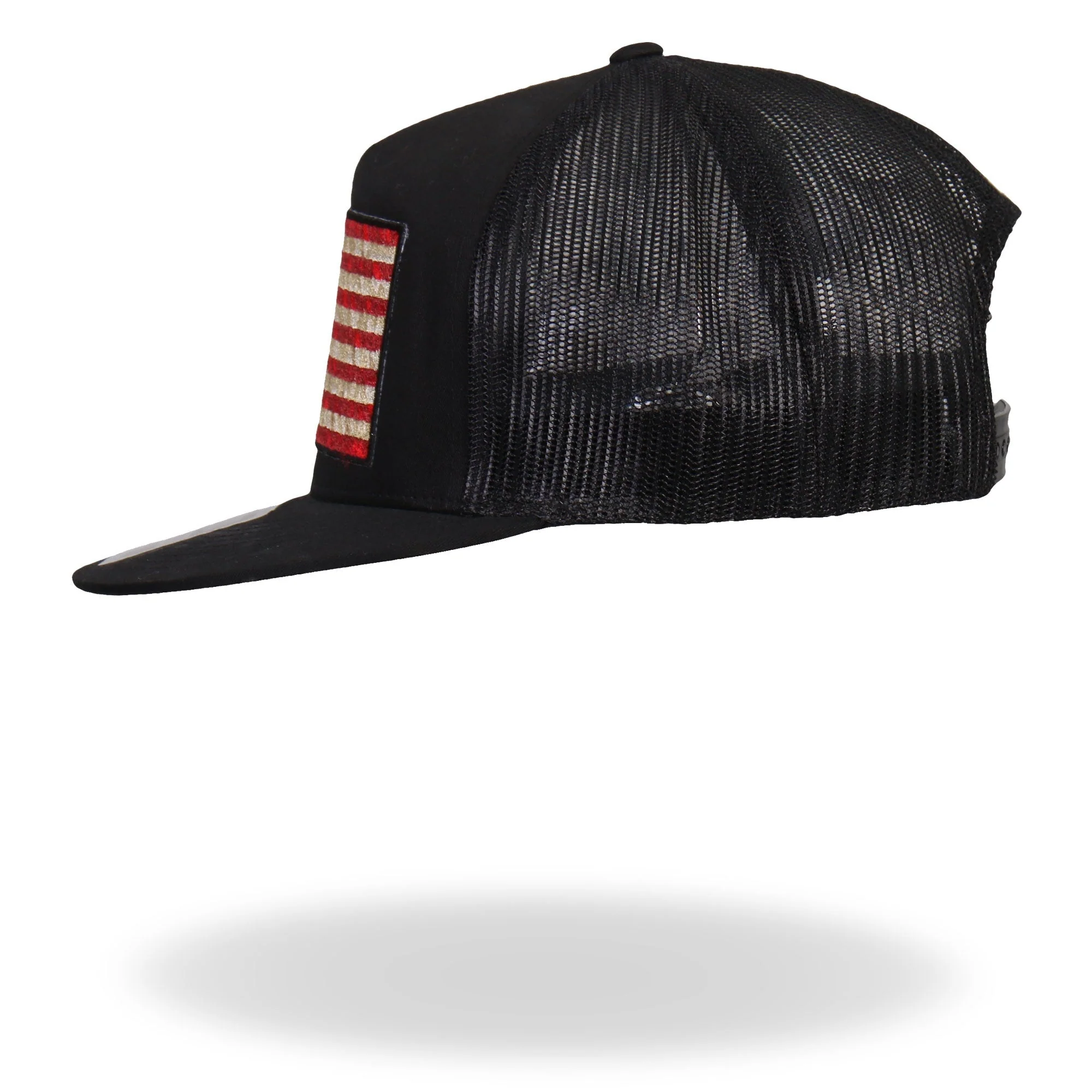 Hot Leathers GSH2005 Vintage American Flag All Black Snap Back Hat - Image 3