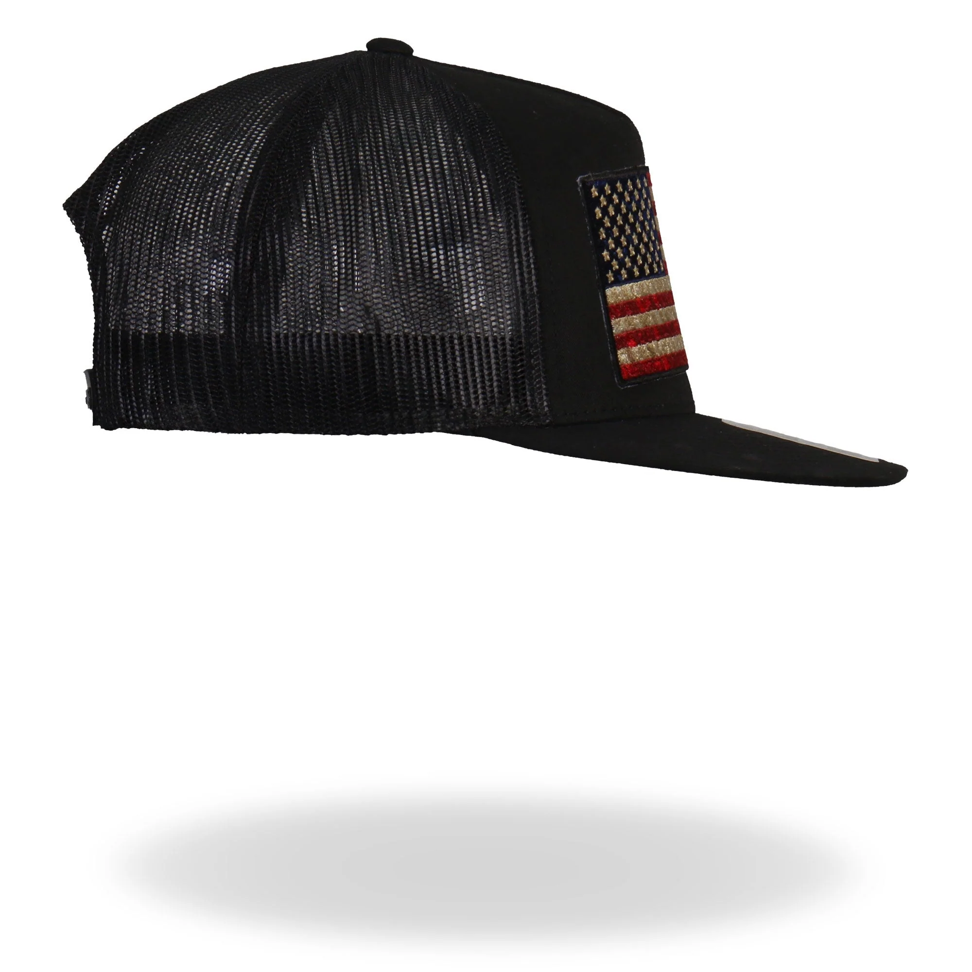 Hot Leathers GSH2005 Vintage American Flag All Black Snap Back Hat - Image 5