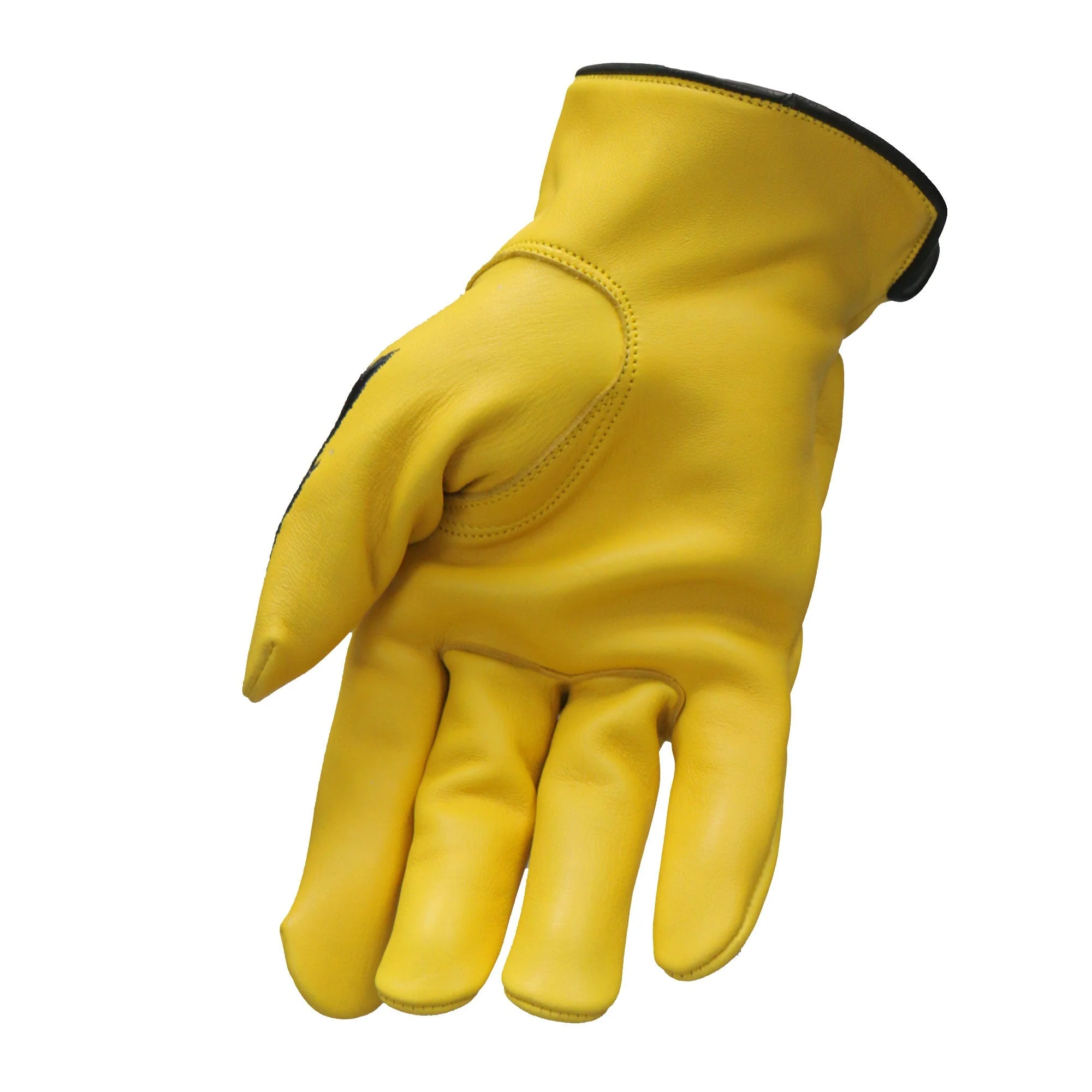 Hot Leathers GVD2001 Uni-Sex Gold 'Bolt' Deer Skin Leather Gloves - Image 3