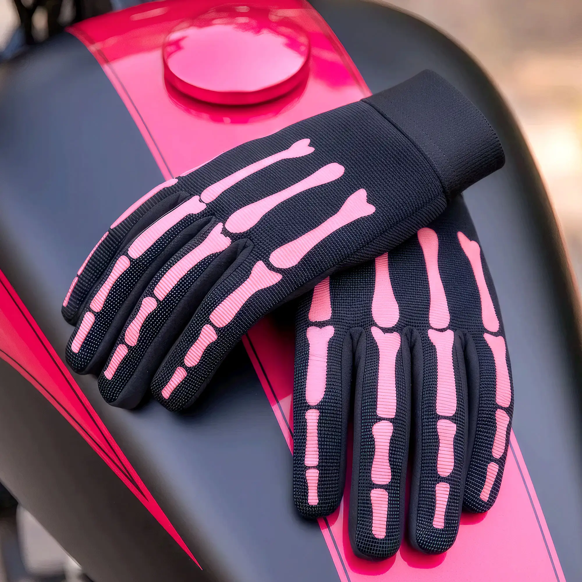 Hot Leathers GVL2006 Pink Skeleton Ladies Mechanics Gloves - Image 7