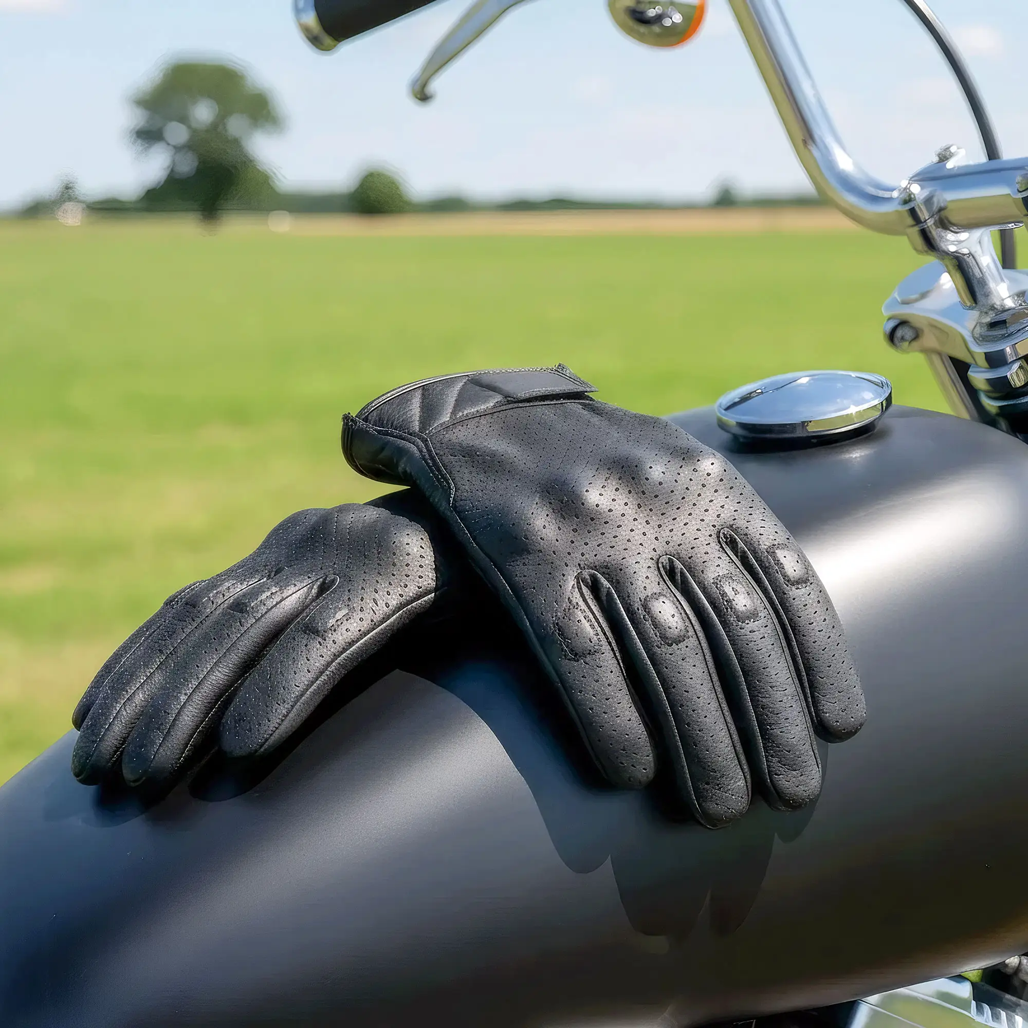 Hot Leathers GVM1023 Naked Leather Vented Knuckle Guard Gloves - Image 5