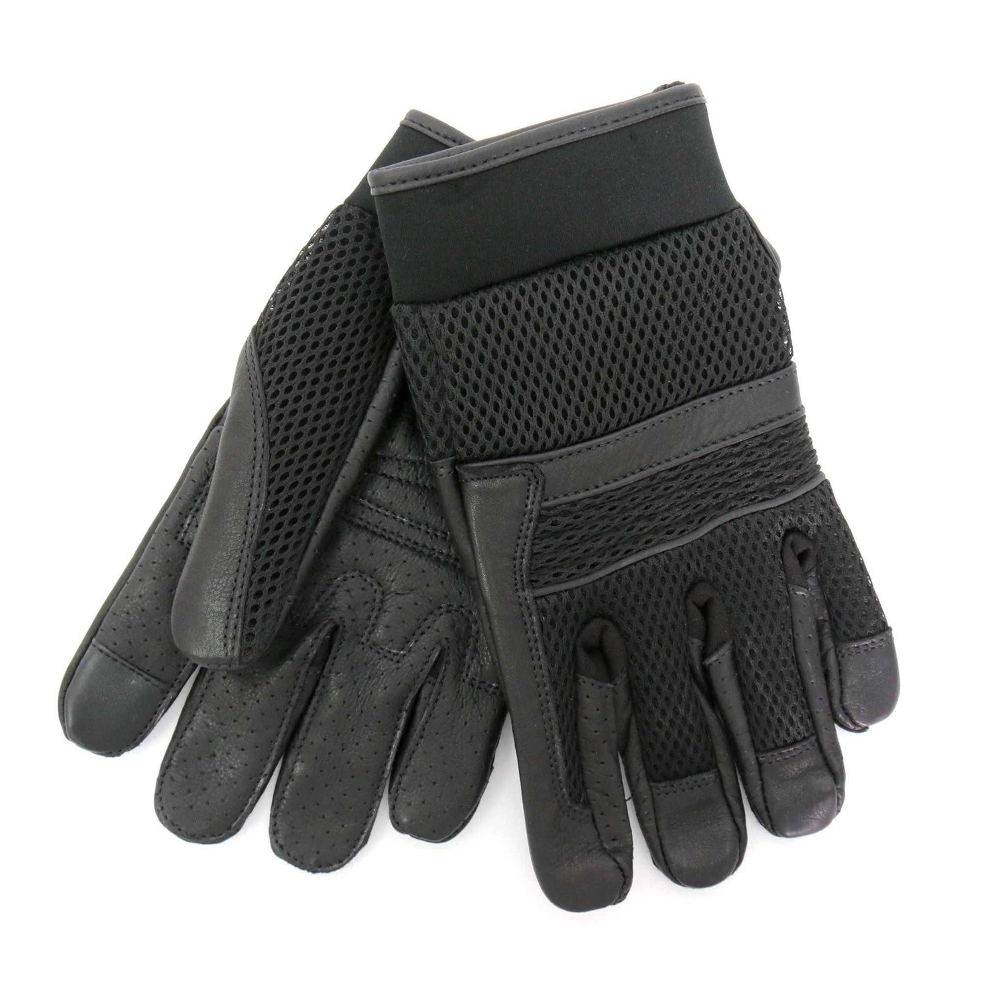 Hot Leathers GVM1027 Mens Mesh and Leather Gloves with Piping - Image 2