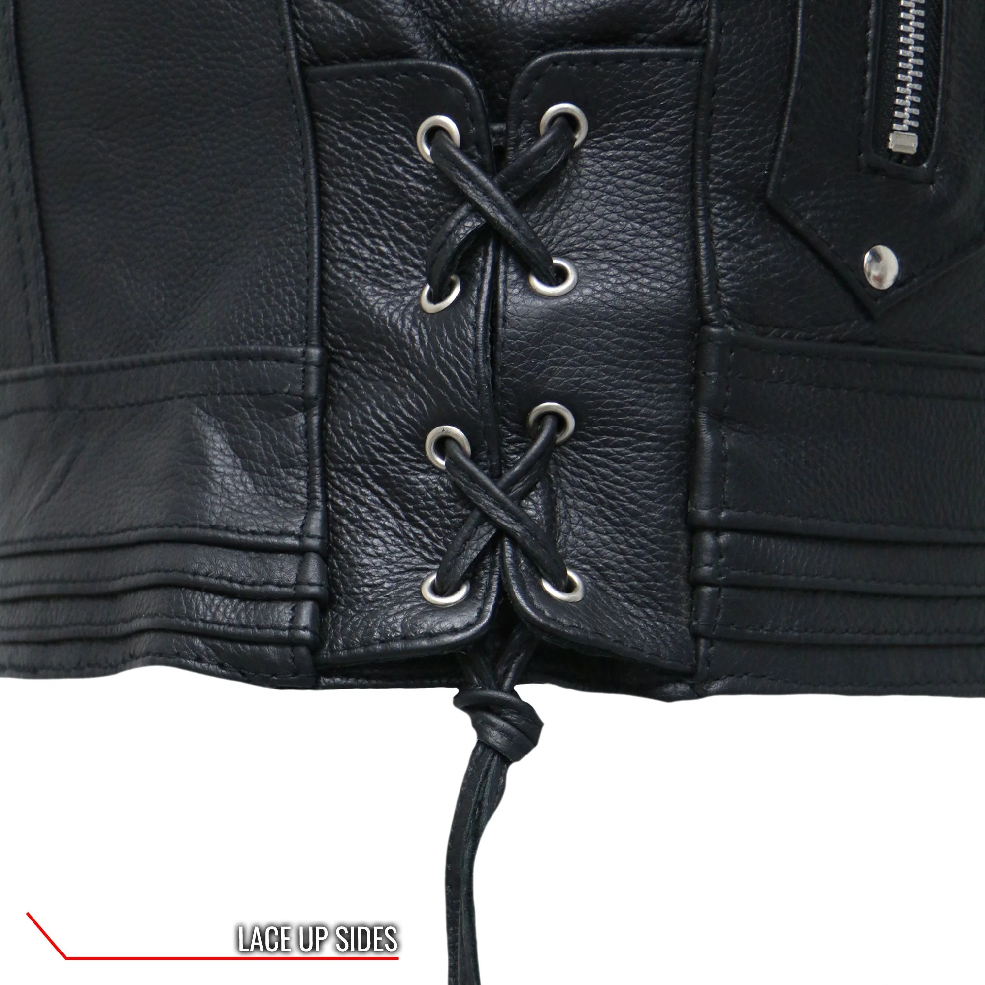 Hot Leathers JKL1025 Ladies Motorcycle style Lace Up Sleeves Leather Biker Jacket - Image 16