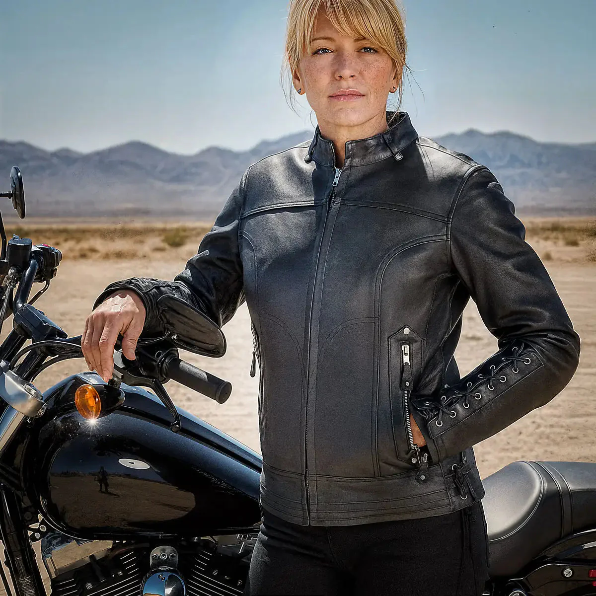 Hot Leathers JKL1025 Ladies Motorcycle style Lace Up Sleeves Leather Biker Jacket - Image 22