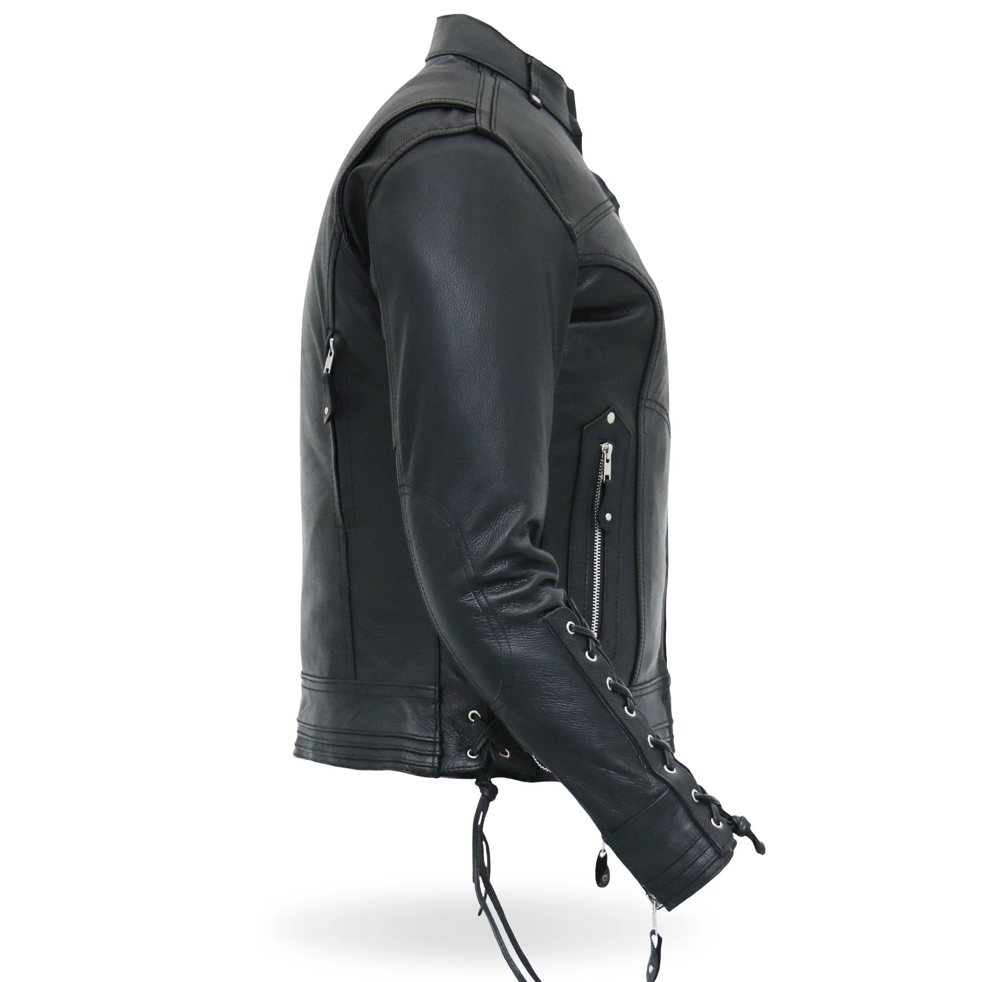 Hot Leathers JKL1025 Ladies Motorcycle style Lace Up Sleeves Leather Biker Jacket - Image 3