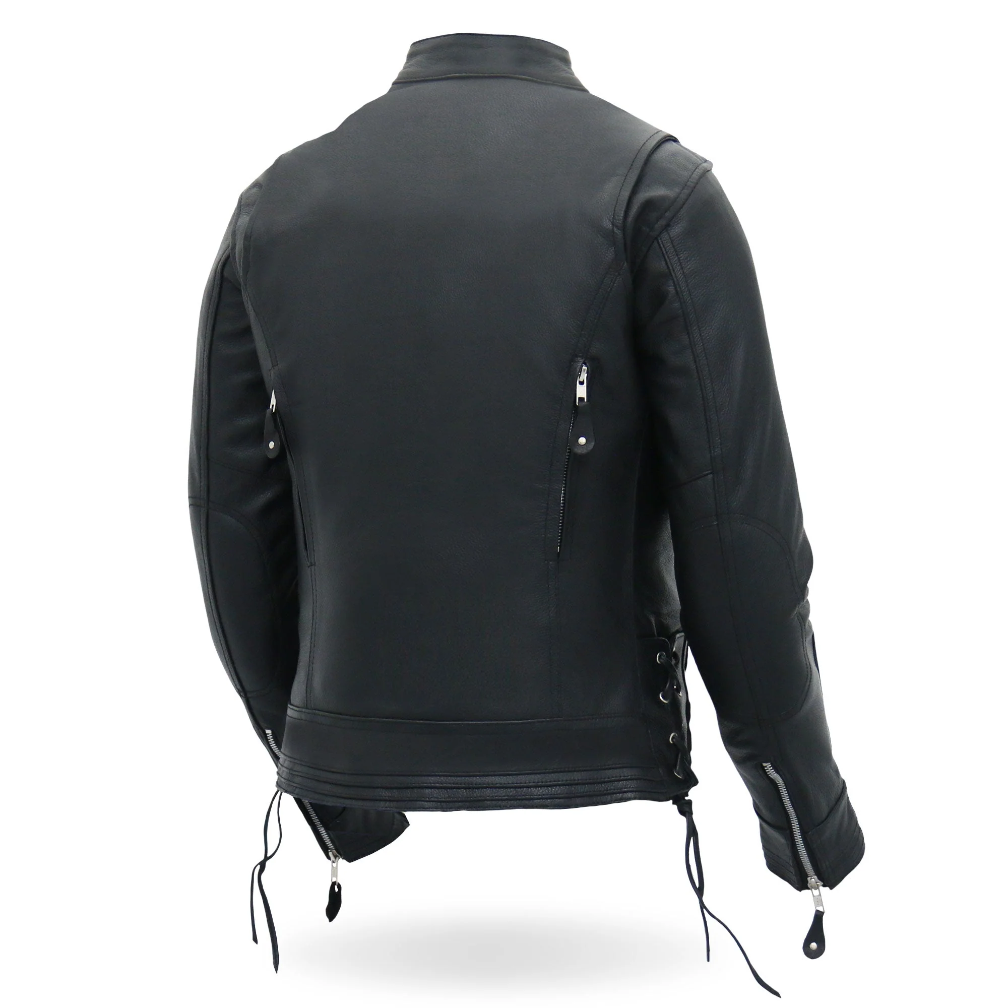 Hot Leathers JKL1025 Ladies Motorcycle style Lace Up Sleeves Leather Biker Jacket - Image 5
