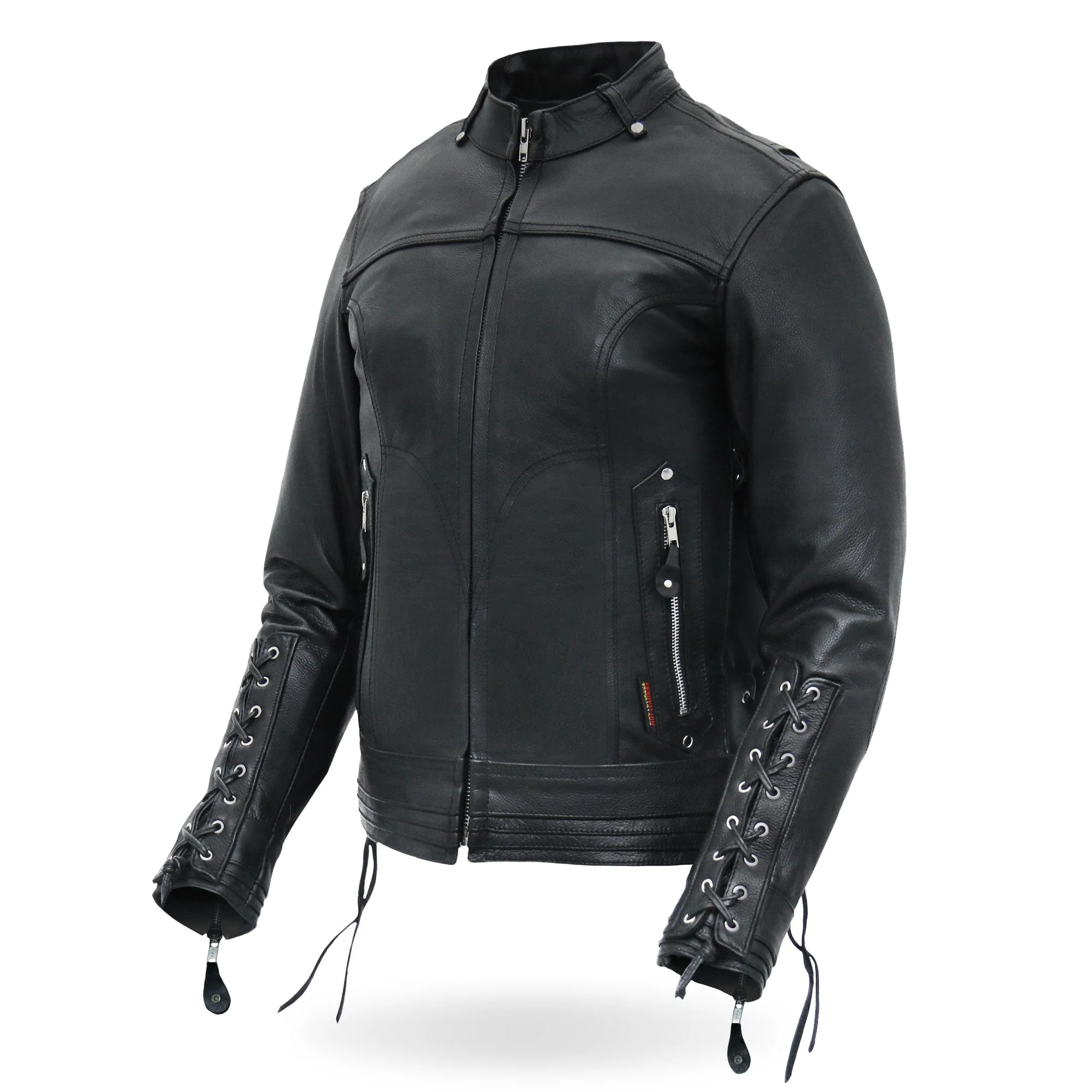 Hot Leathers JKL1025 Ladies Motorcycle style Lace Up Sleeves Leather Biker Jacket - Image 9