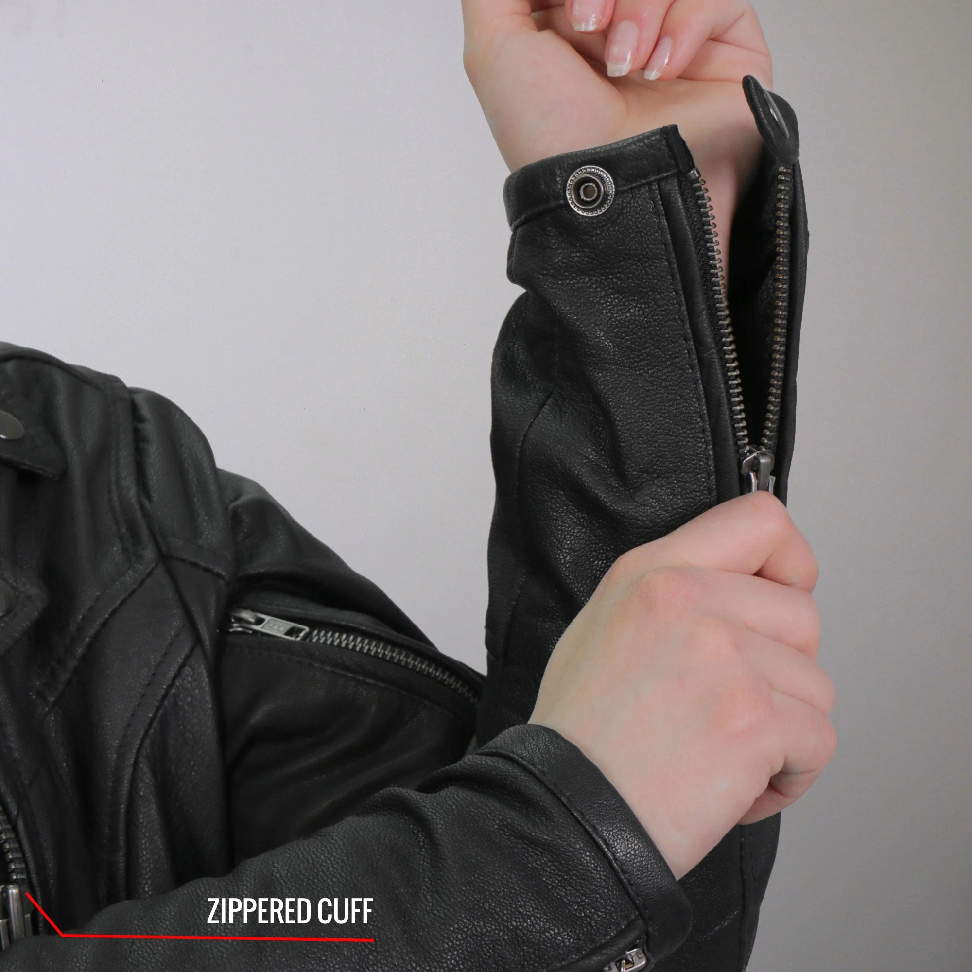 Hot Leathers JKL1029 Ladies Leather Motorcycle Concealed carry Biker Jacket with Vents and Side Zippers - Image 14