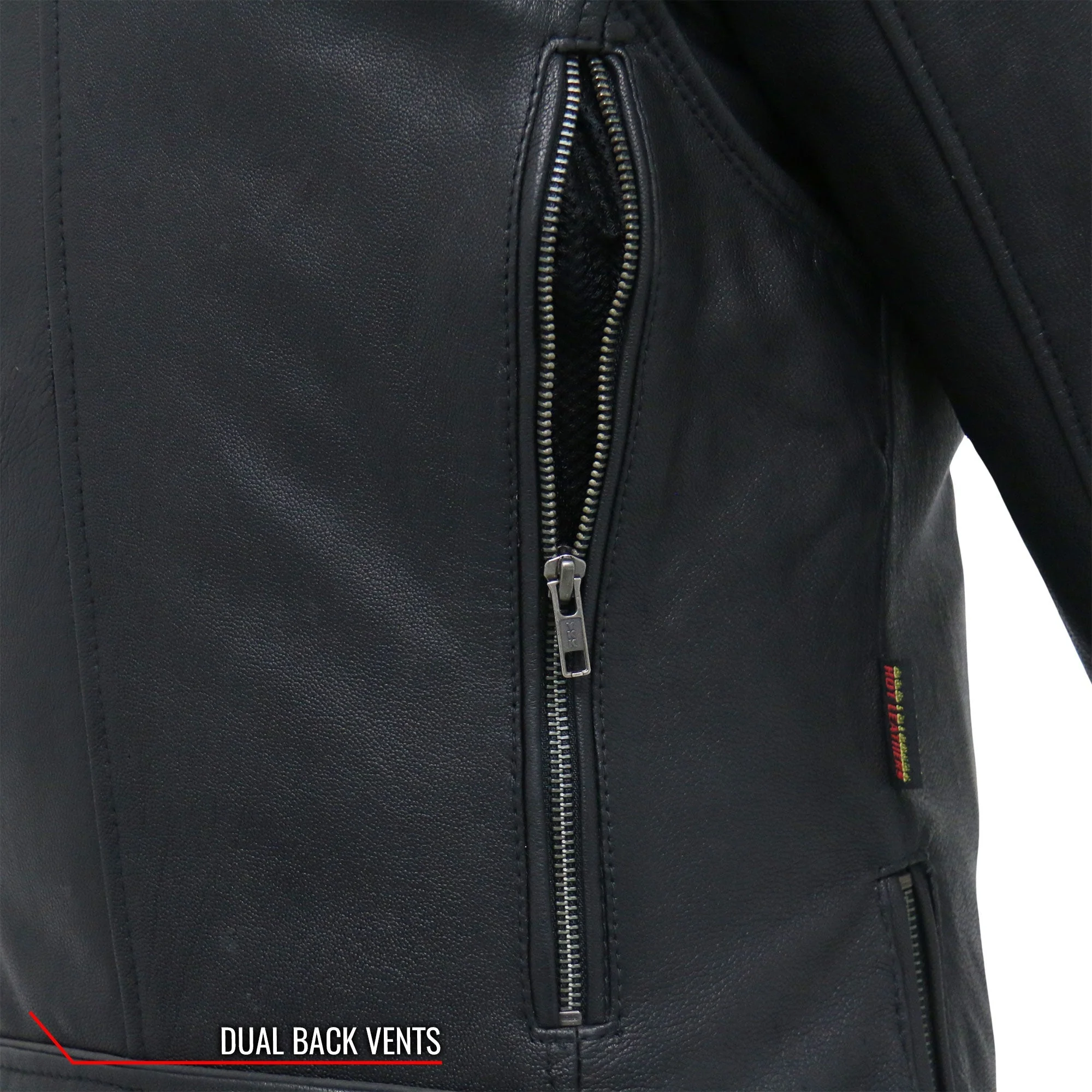 Hot Leathers JKL1029 Ladies Leather Motorcycle Concealed carry Biker Jacket with Vents and Side Zippers - Image 21