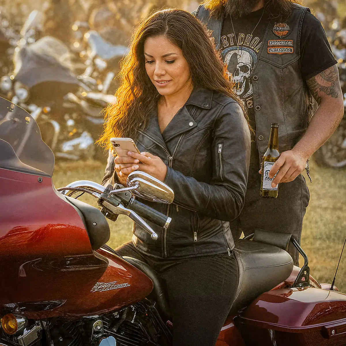 Hot Leathers JKL1029 Ladies Leather Motorcycle Concealed carry Biker Jacket with Vents and Side Zippers - Image 27