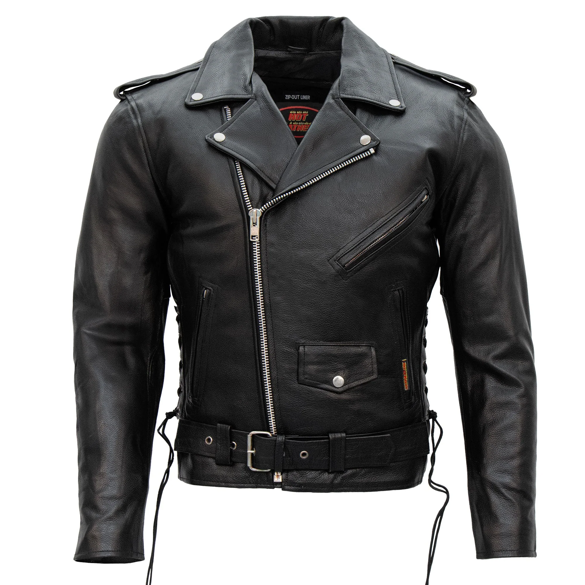Hot Leathers JKM1002 Classic Men’s Motorcycle Leather Jacket with Zip Out Lining