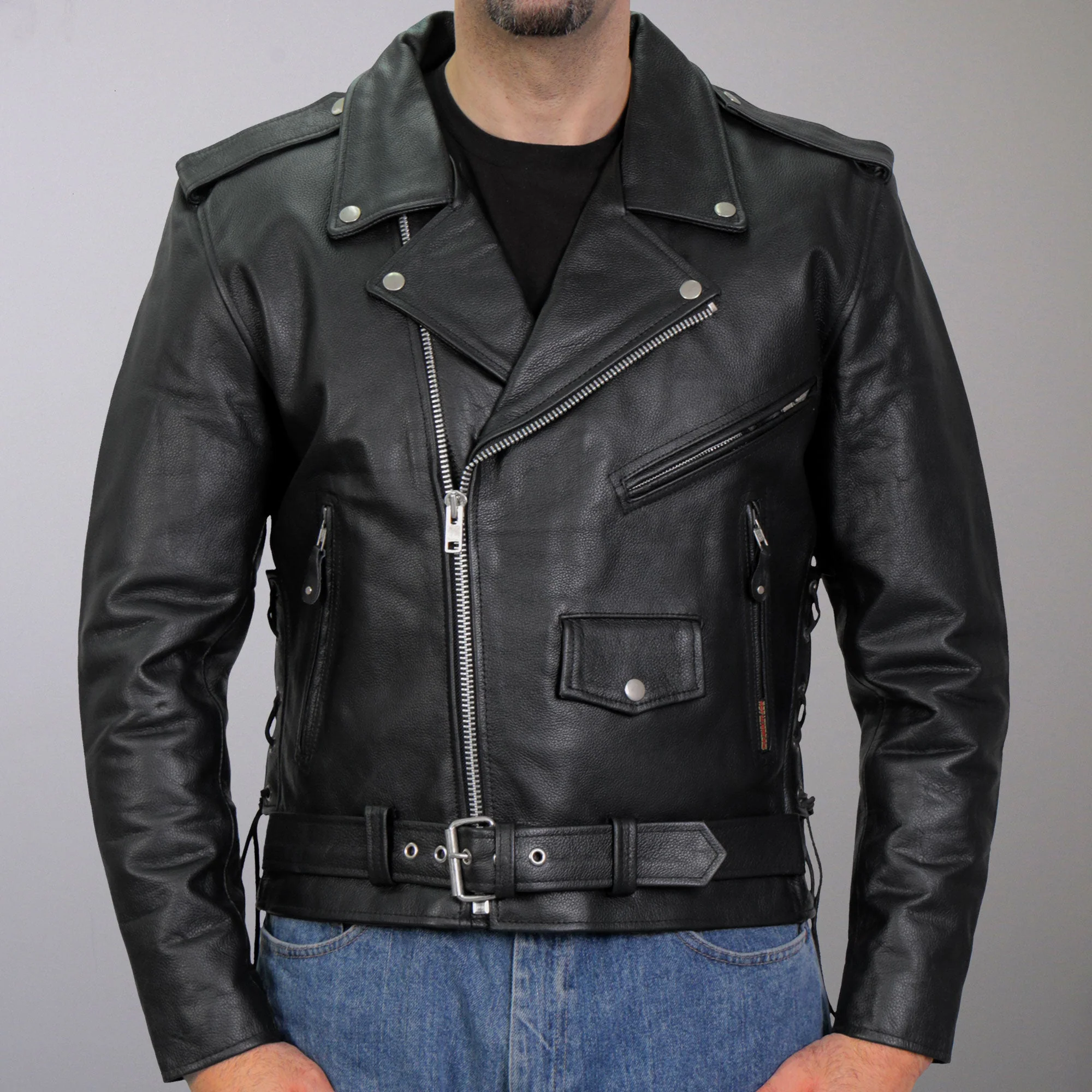 Hot Leathers JKM1002 Classic Men’s Motorcycle Leather Jacket with Zip Out Lining - Image 10