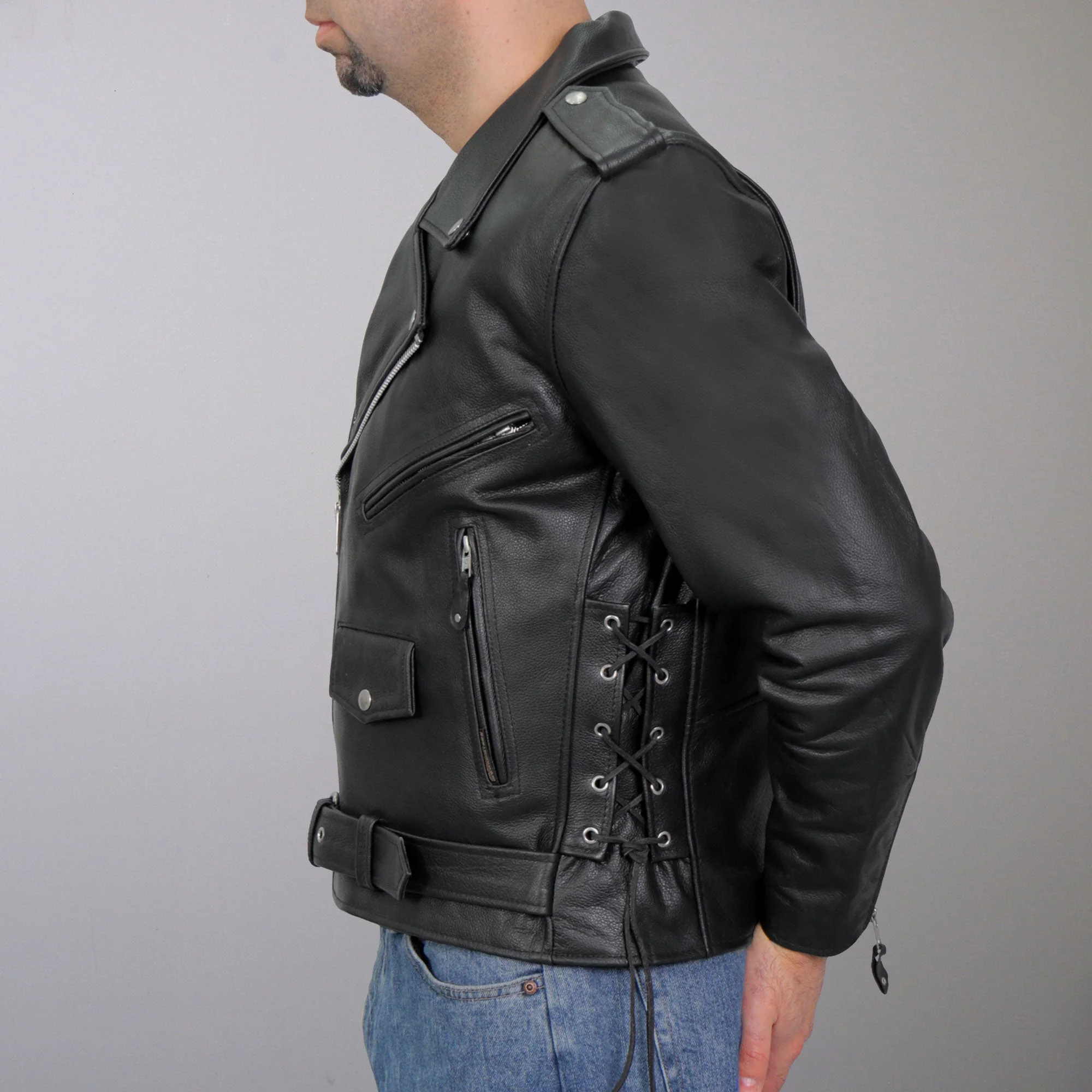 Hot Leathers JKM1002 Classic Men’s Motorcycle Leather Jacket with Zip Out Lining - Image 11