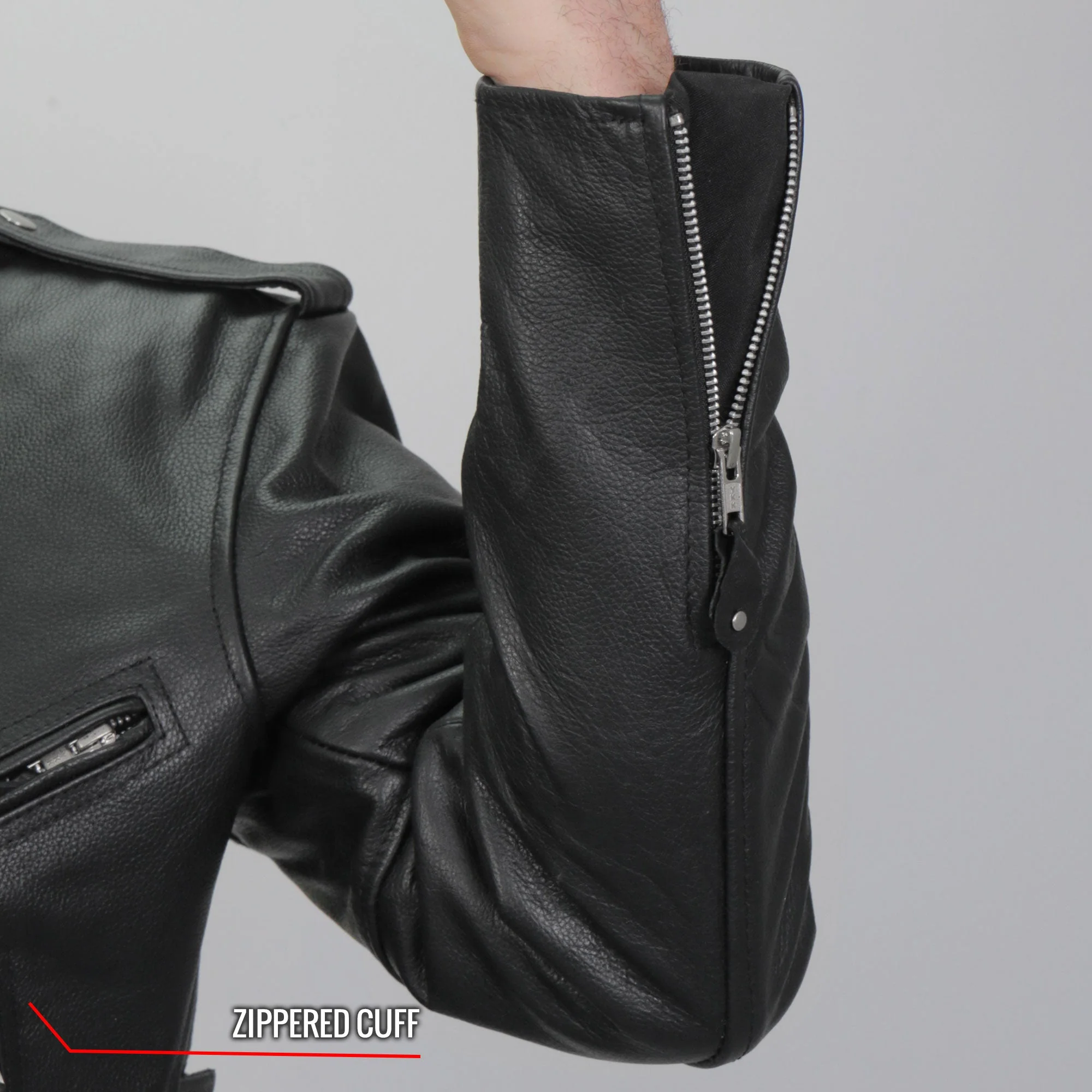 Hot Leathers JKM1002 Classic Men’s Motorcycle Leather Jacket with Zip Out Lining - Image 15