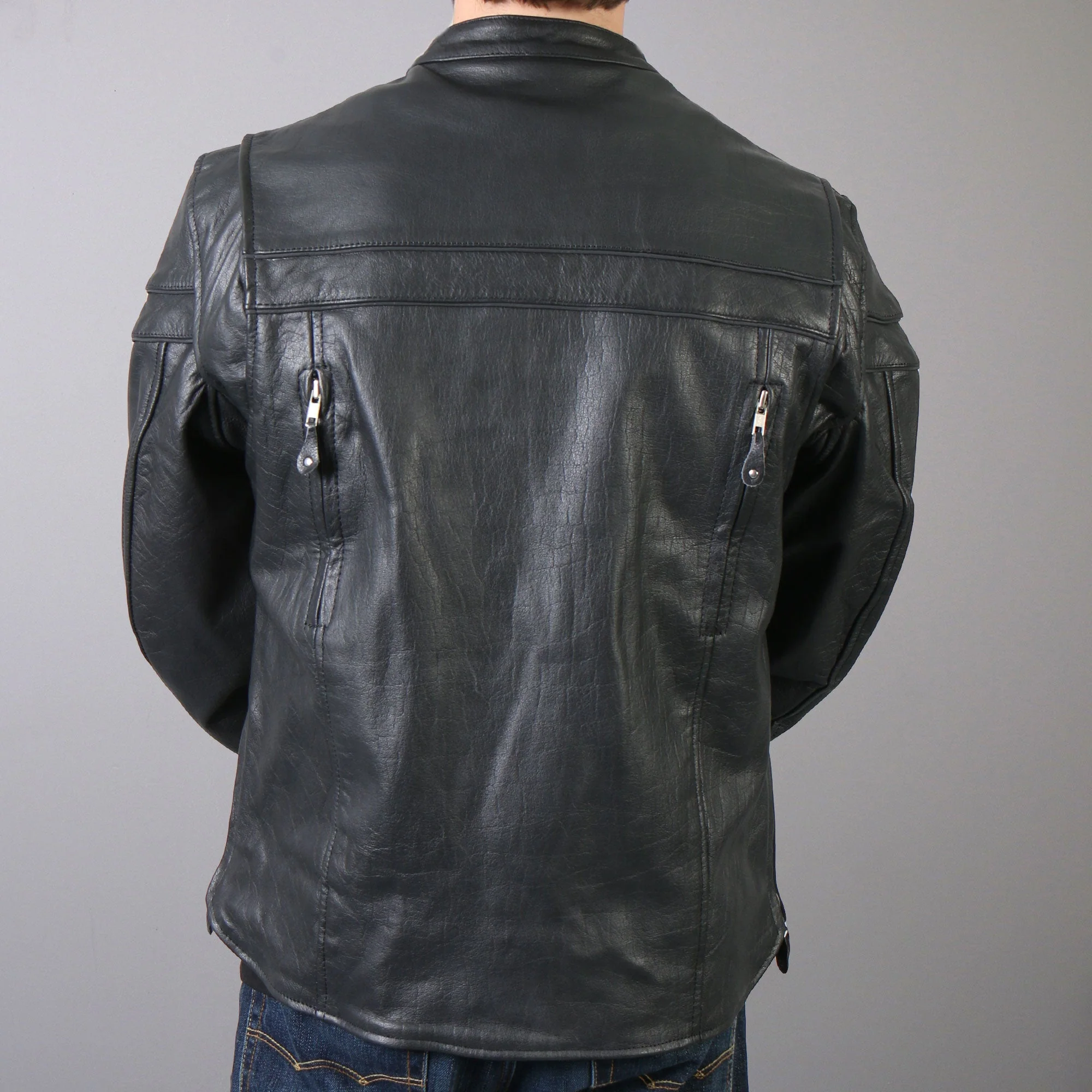 Hot Leathers JKM1011 Men's Black Biker Leather Motorcycle Jacket with Double Piping - Image 11