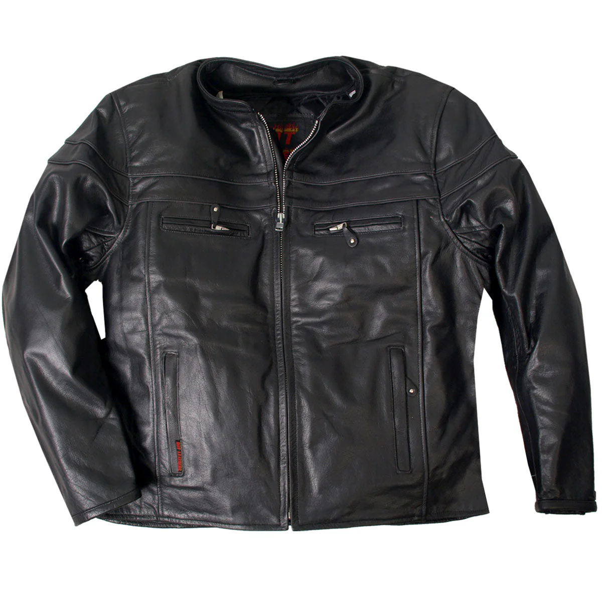 Hot Leathers JKM1011 Men's Black Biker Leather Motorcycle Jacket with Double Piping - Image 13