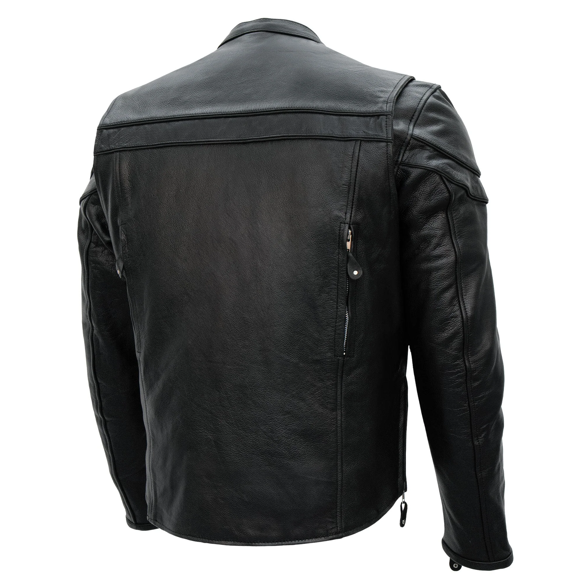 Hot Leathers JKM1011 Men's Black Biker Leather Motorcycle Jacket with Double Piping - Image 5