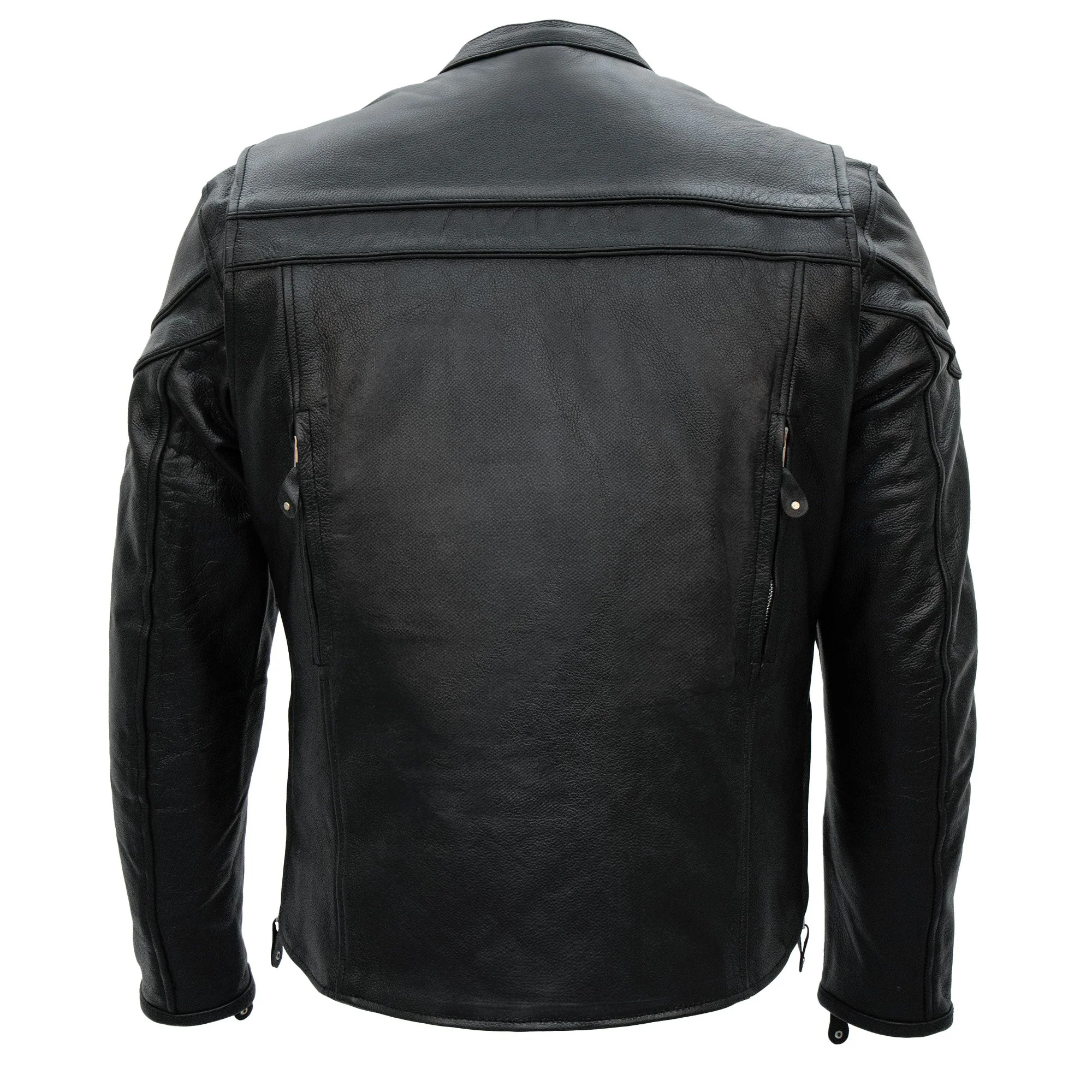 Hot Leathers JKM1011 Men's Black Biker Leather Motorcycle Jacket with Double Piping - Image 6