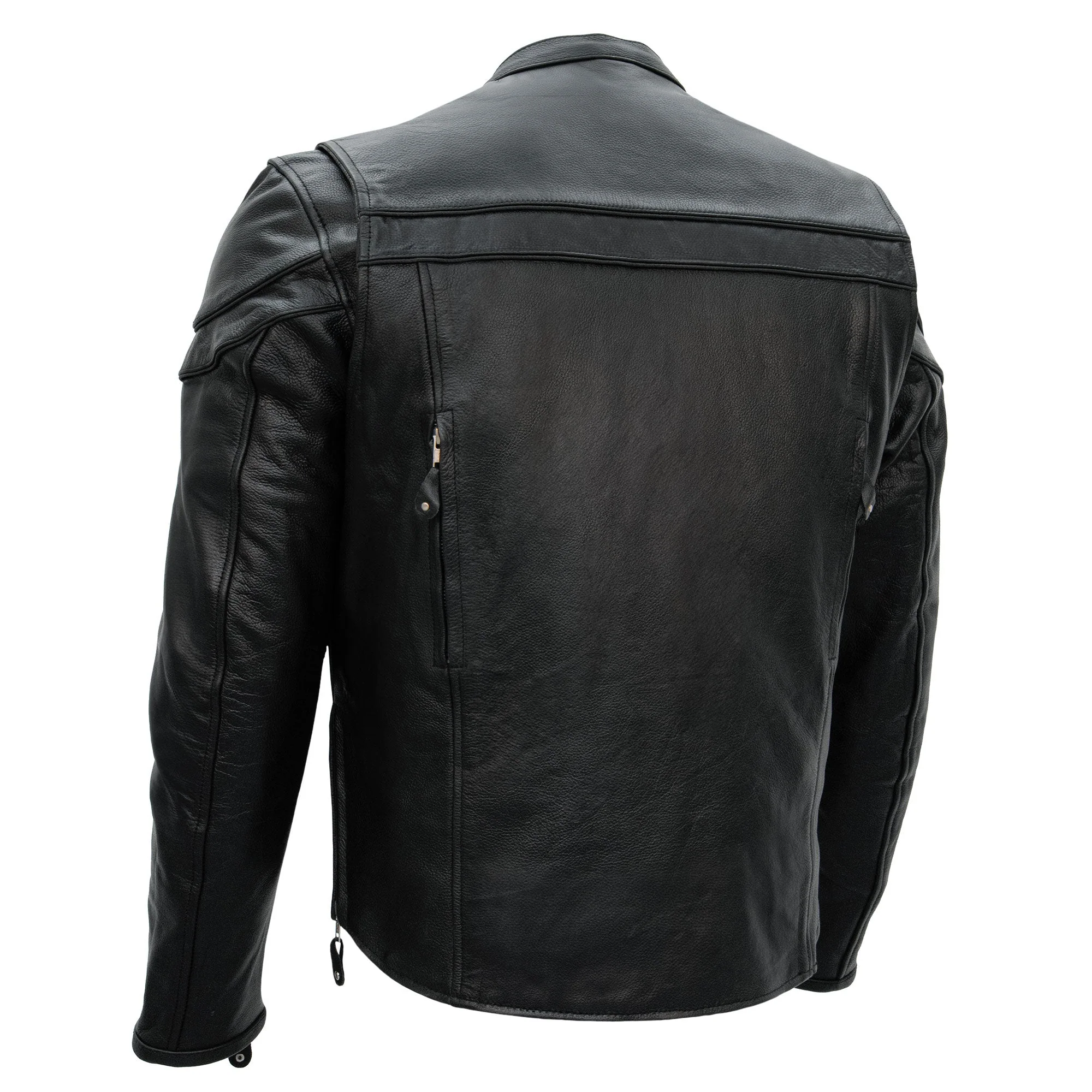 Hot Leathers JKM1011 Men's Black Biker Leather Motorcycle Jacket with Double Piping - Image 7