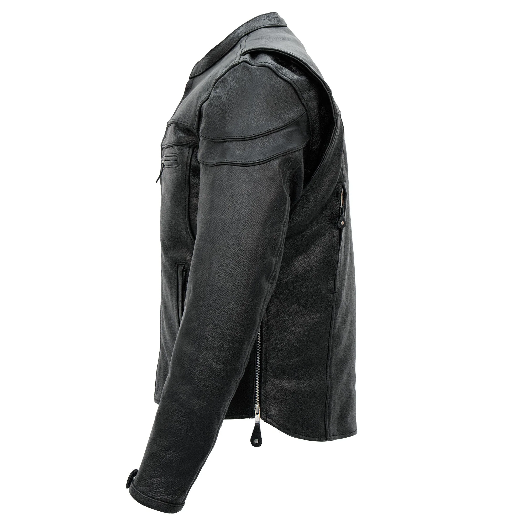 Hot Leathers JKM1011 Men's Black Biker Leather Motorcycle Jacket with Double Piping - Image 8