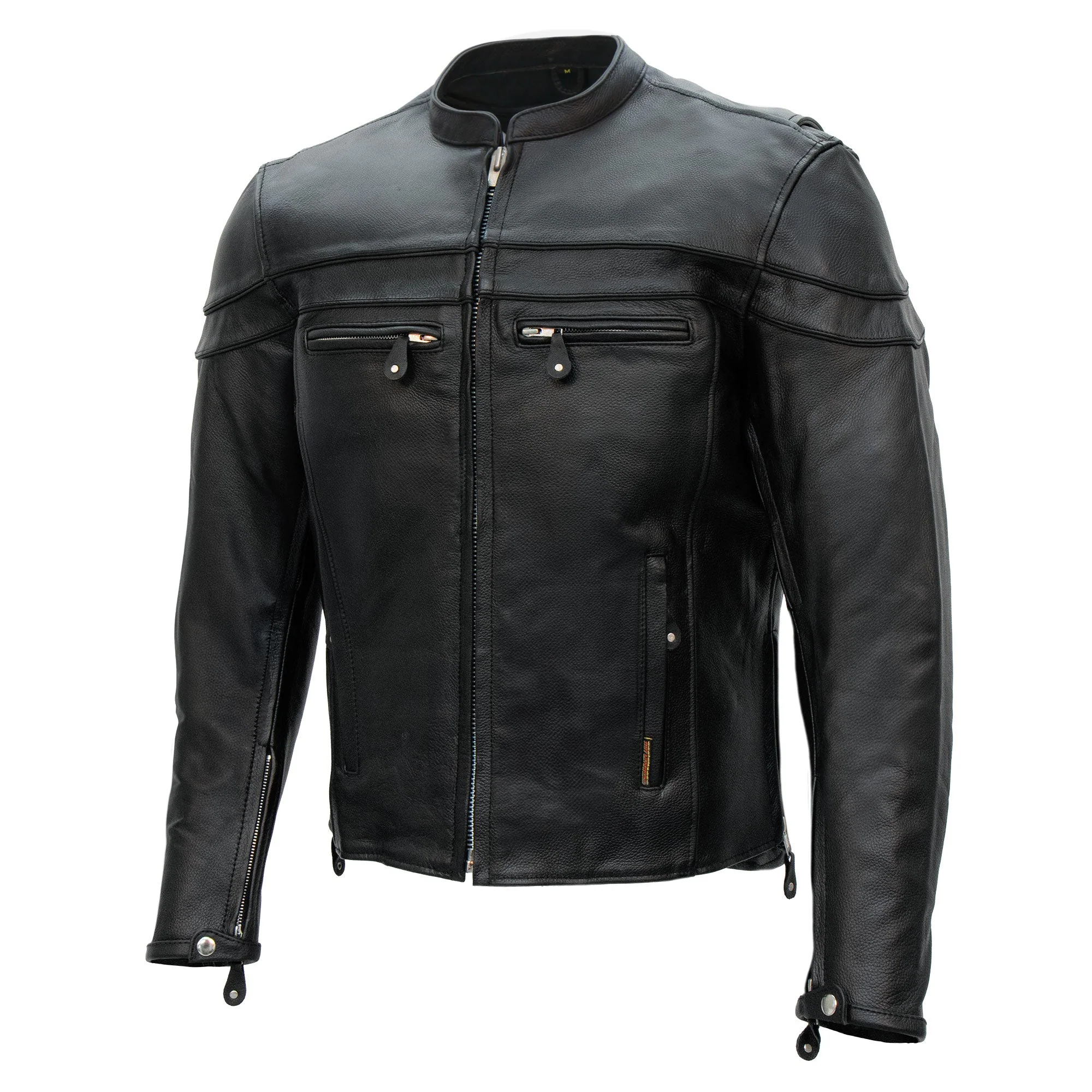 Hot Leathers JKM1011 Men's Black Biker Leather Motorcycle Jacket with Double Piping - Image 9