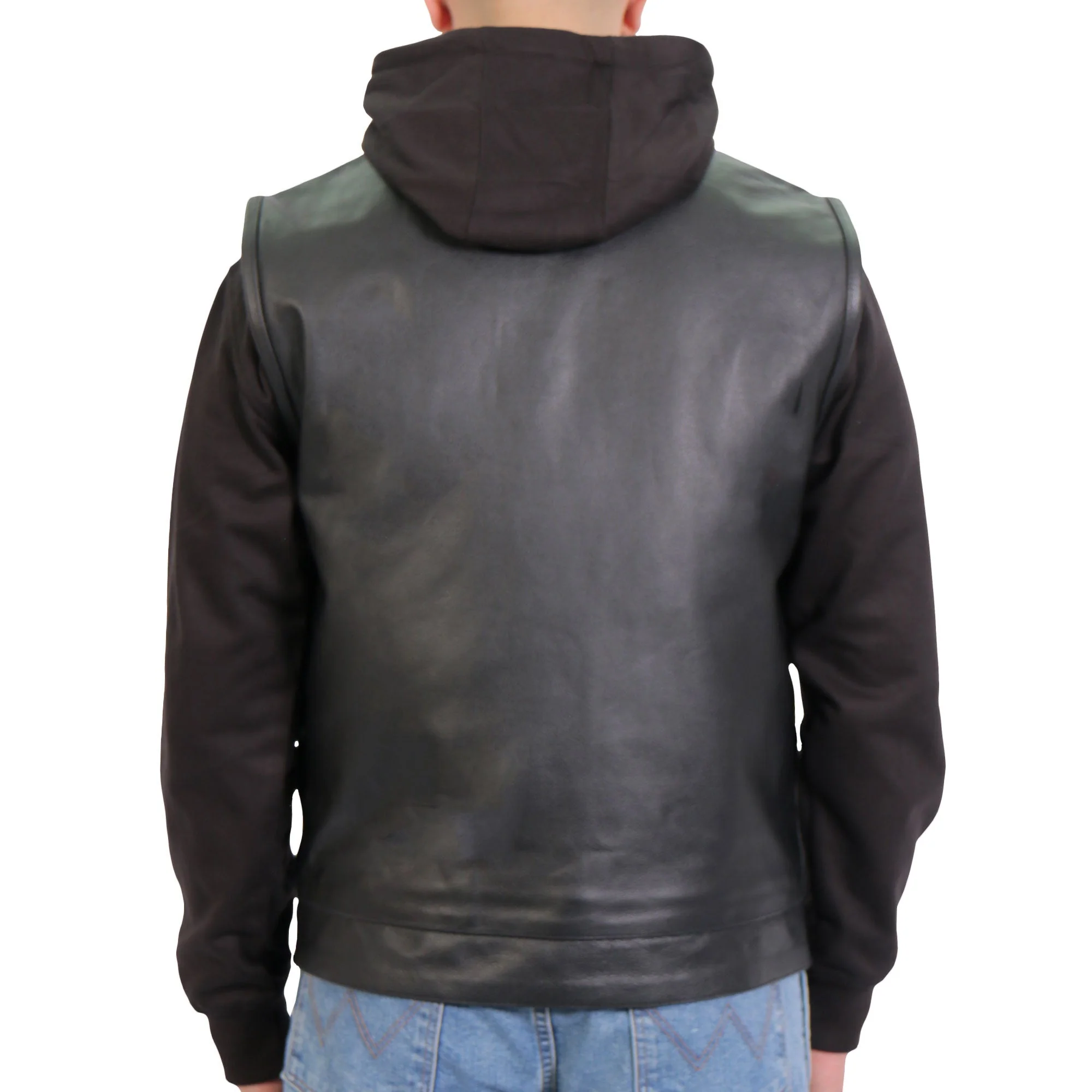 Hot Leathers Men's Black '2-in-1' Conceal and Carry Leather Vest with Hoodie VSM1202 - Image 4
