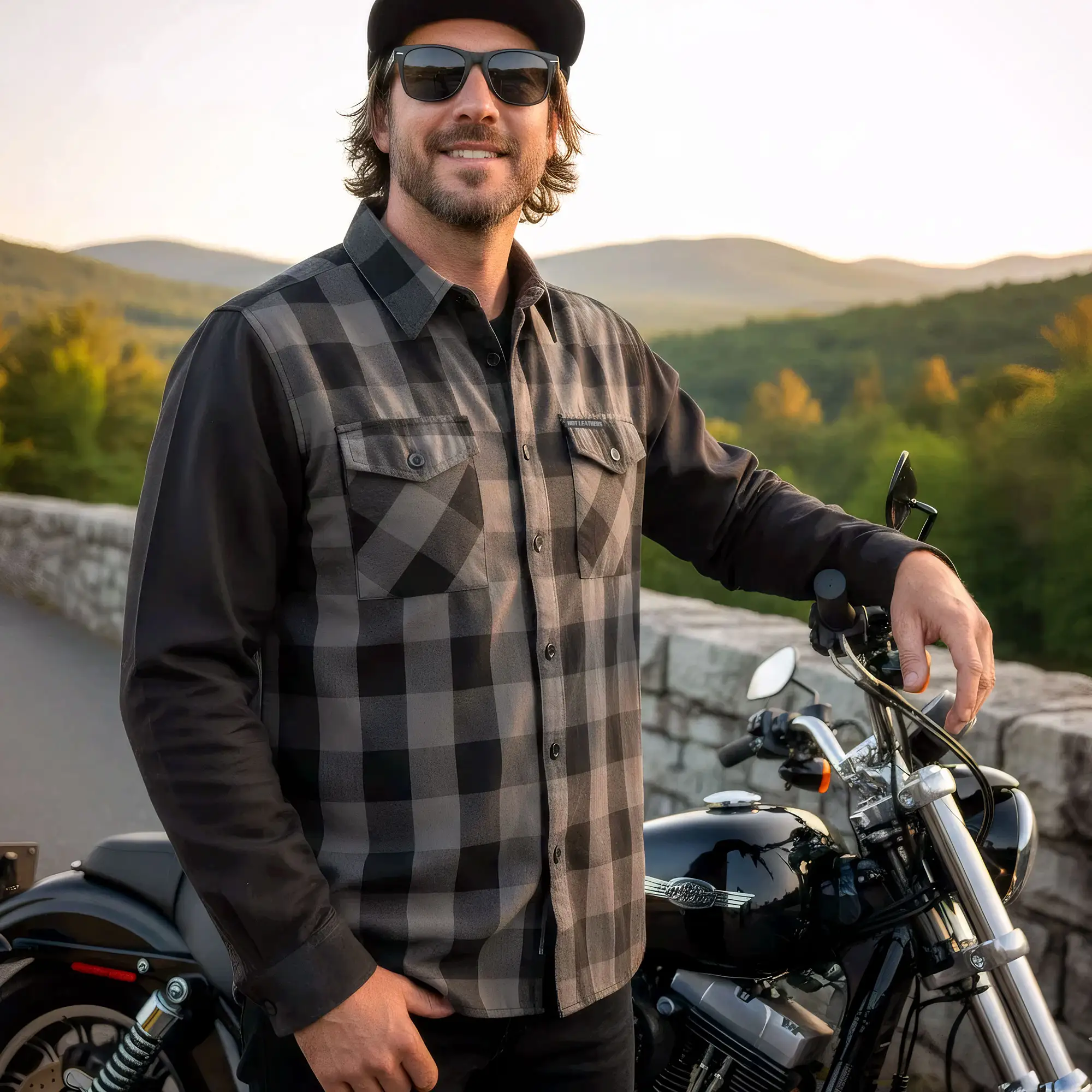 Hot Leathers Mens Black And Gray 2 Toned Long Sleeve Flannel Shirt FLM2042 - Image 4