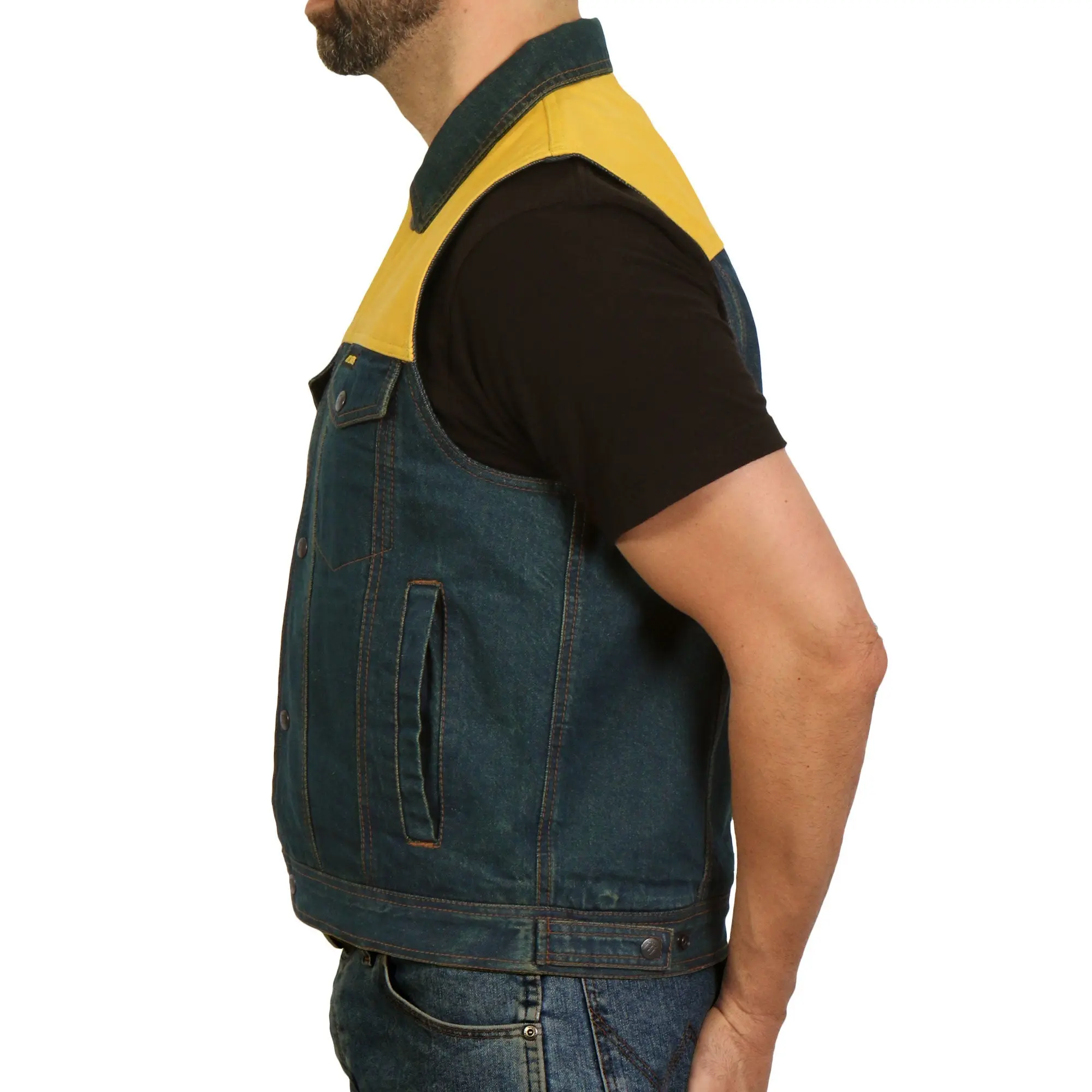 Hot Leathers Men's Leather and Denium Conceal Carry Vest - Image 2