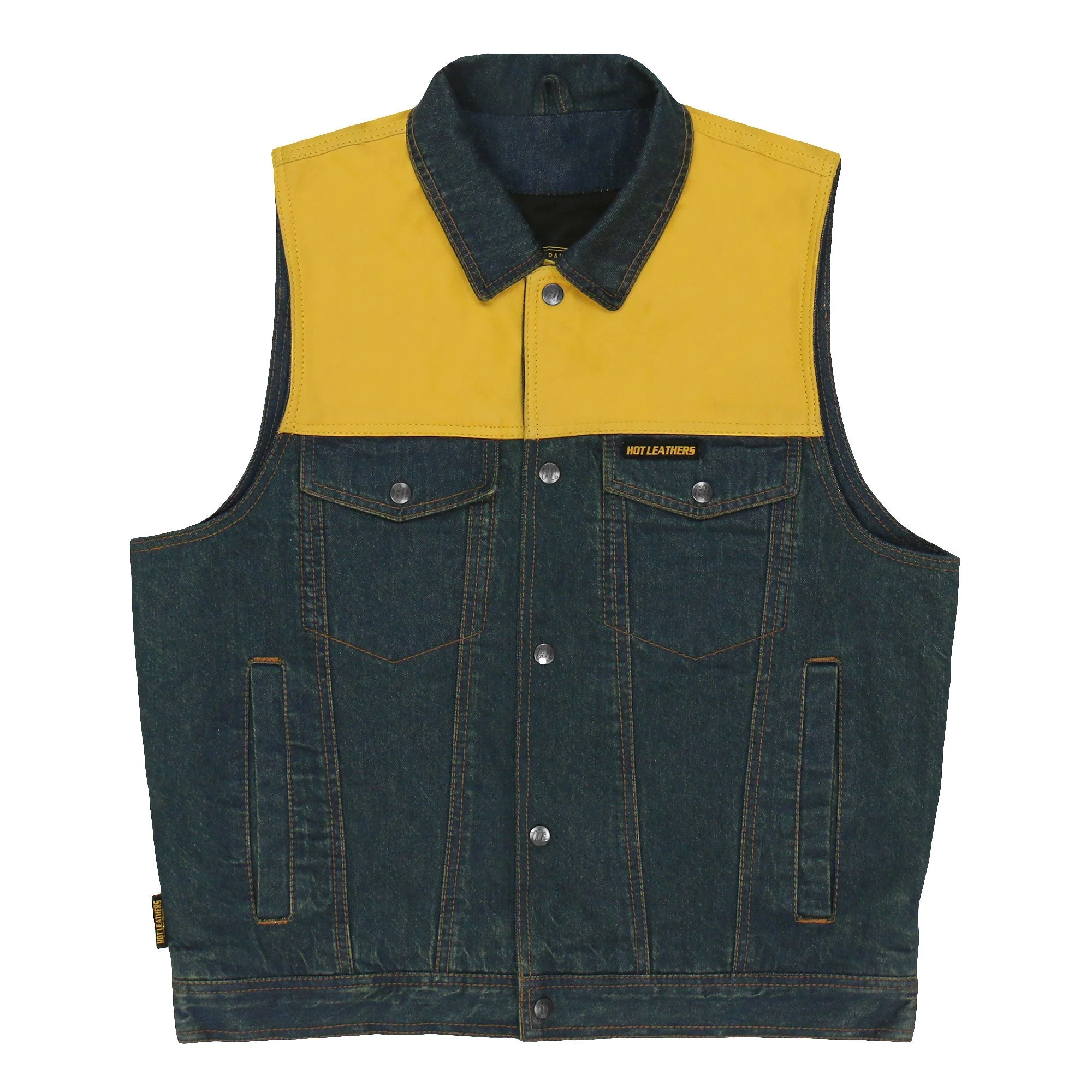 Hot Leathers Men's Leather and Denium Conceal Carry Vest - Image 5