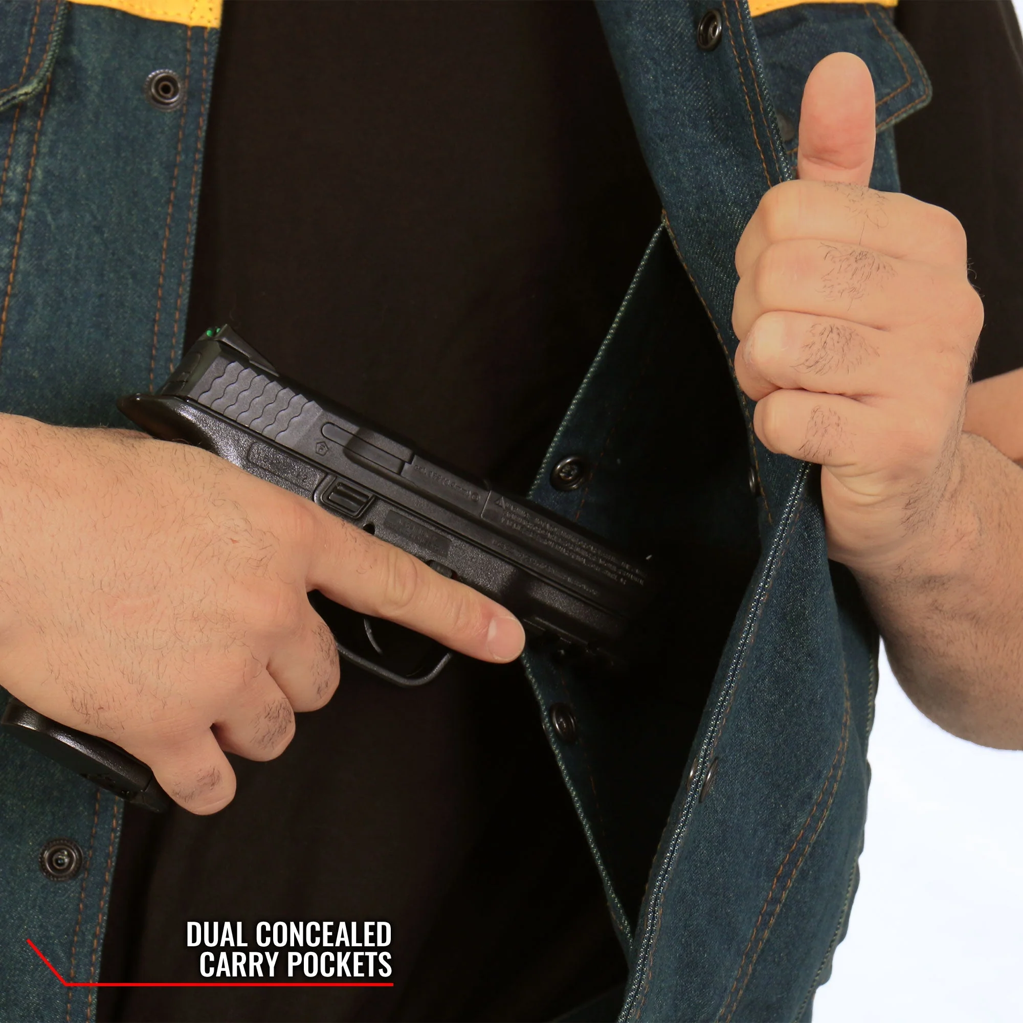 Hot Leathers Men's Leather and Denium Conceal Carry Vest - Image 6