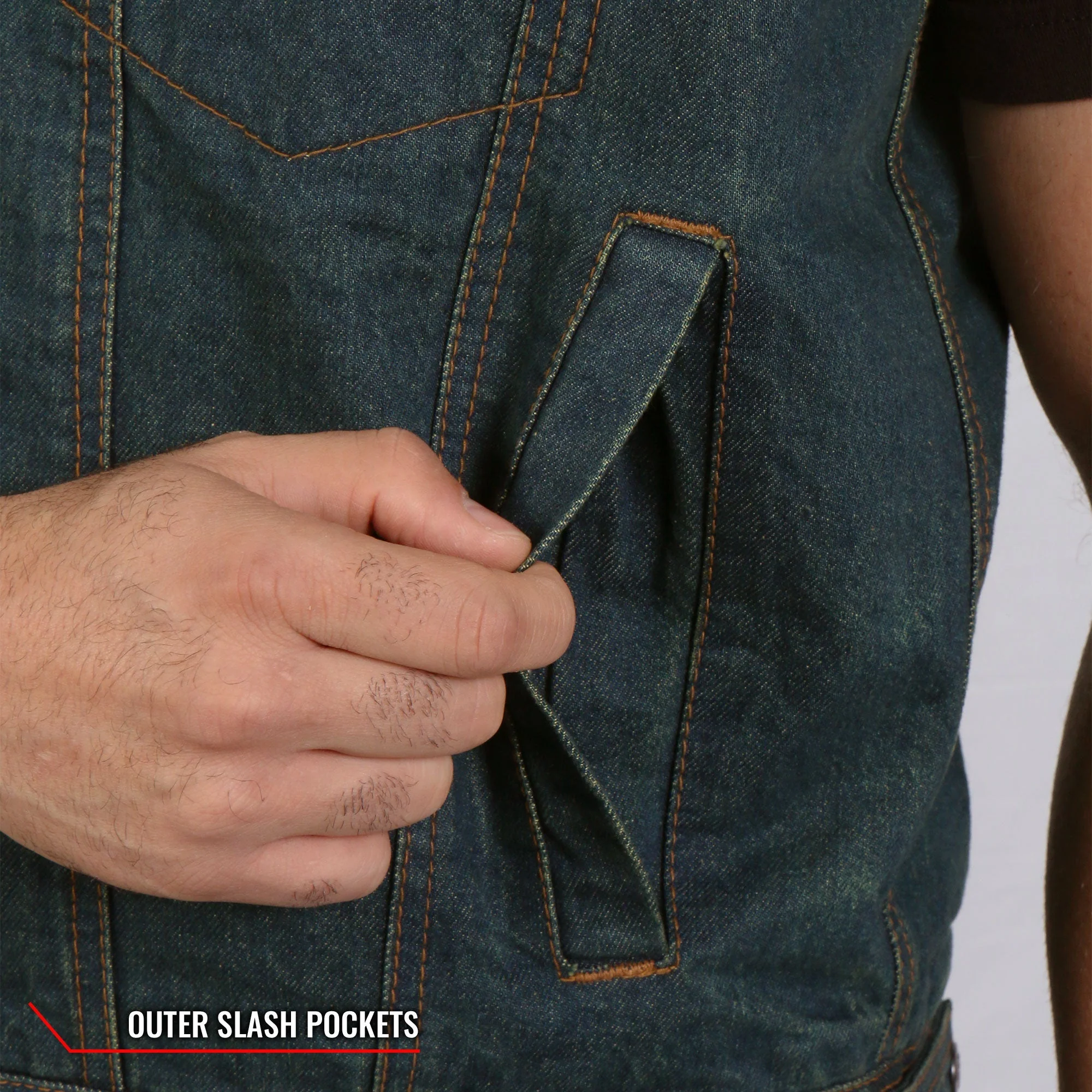 Hot Leathers Men's Leather and Denium Conceal Carry Vest - Image 7
