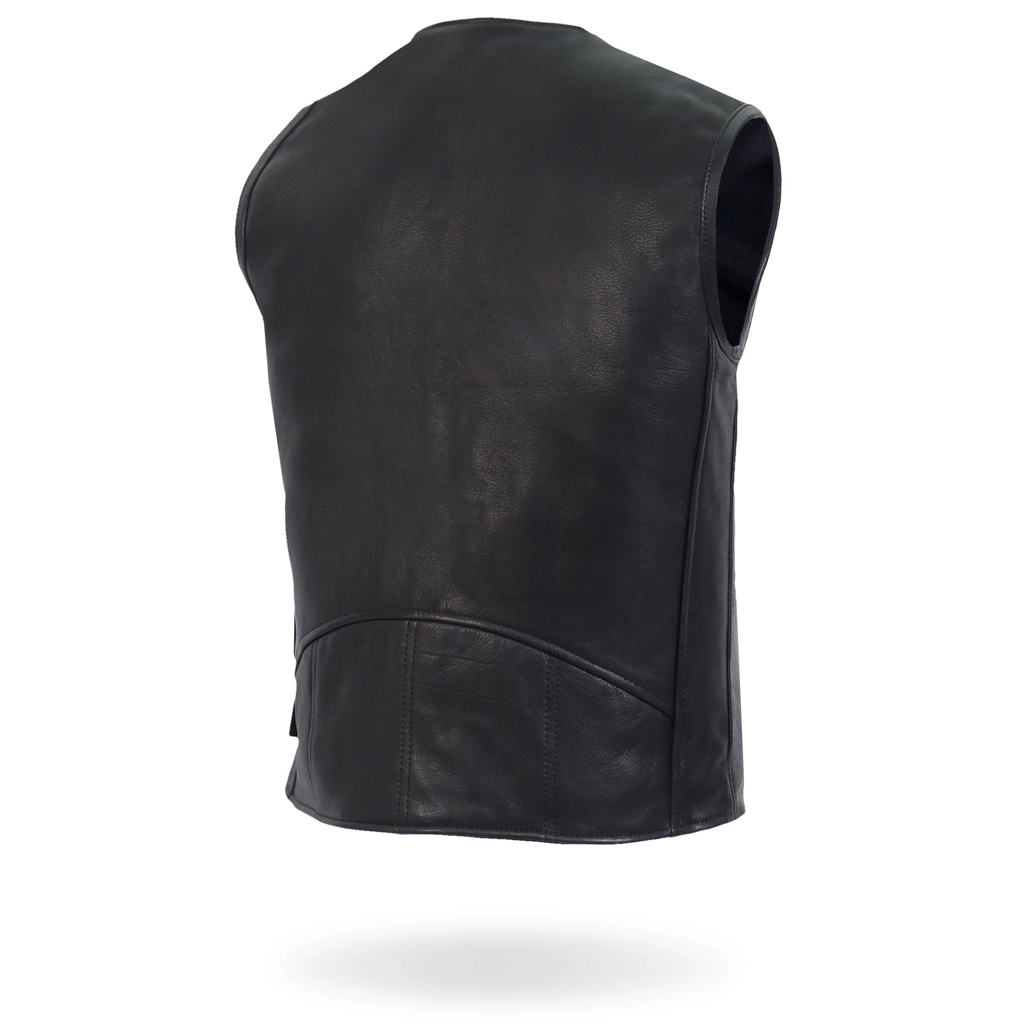 Hot Leathers Premium USA Made Leather V Neck Club Style Zipper Front Motorcycle Biker Vest - Image 5