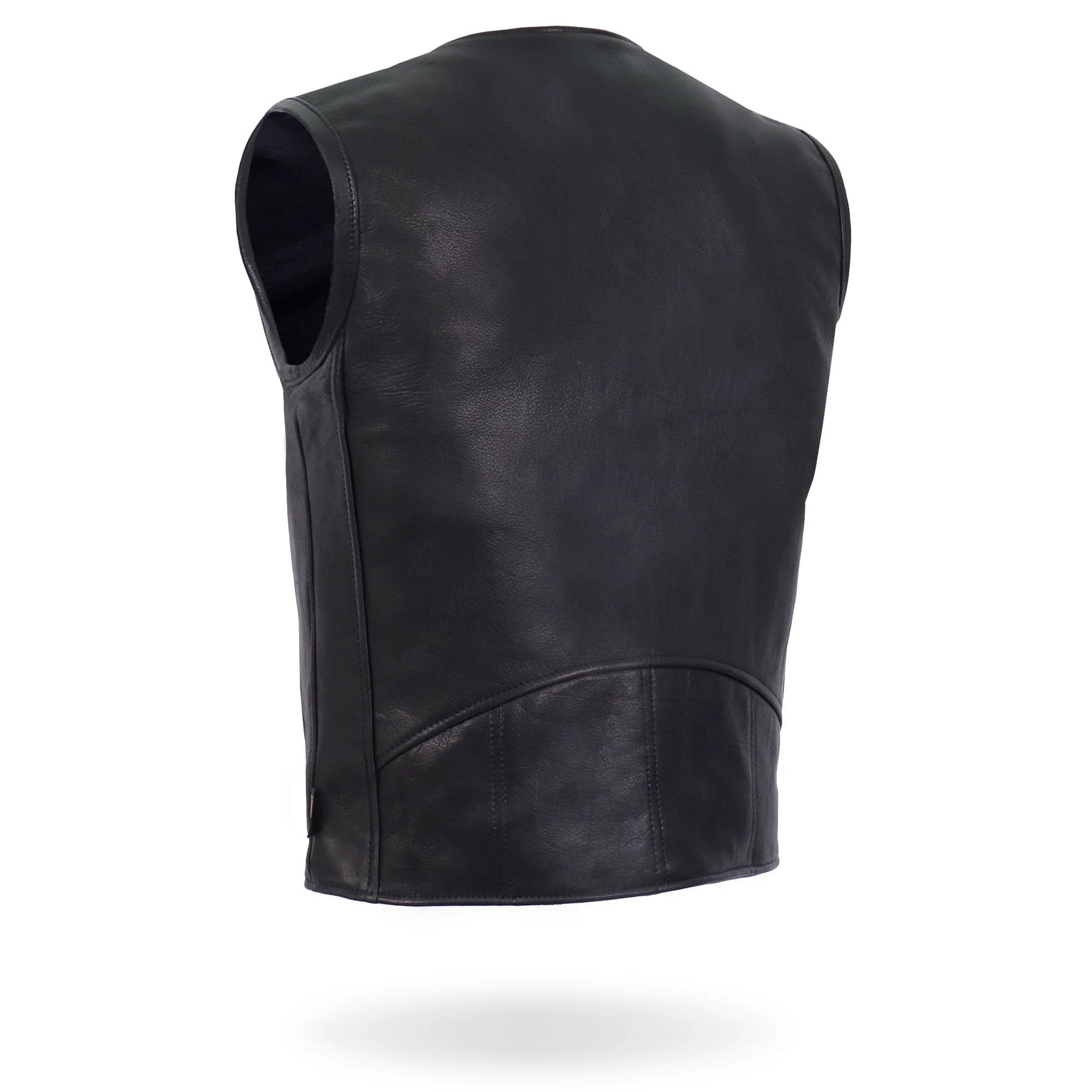 Hot Leathers Premium USA Made Leather V Neck Club Style Zipper Front Motorcycle Biker Vest - Image 7
