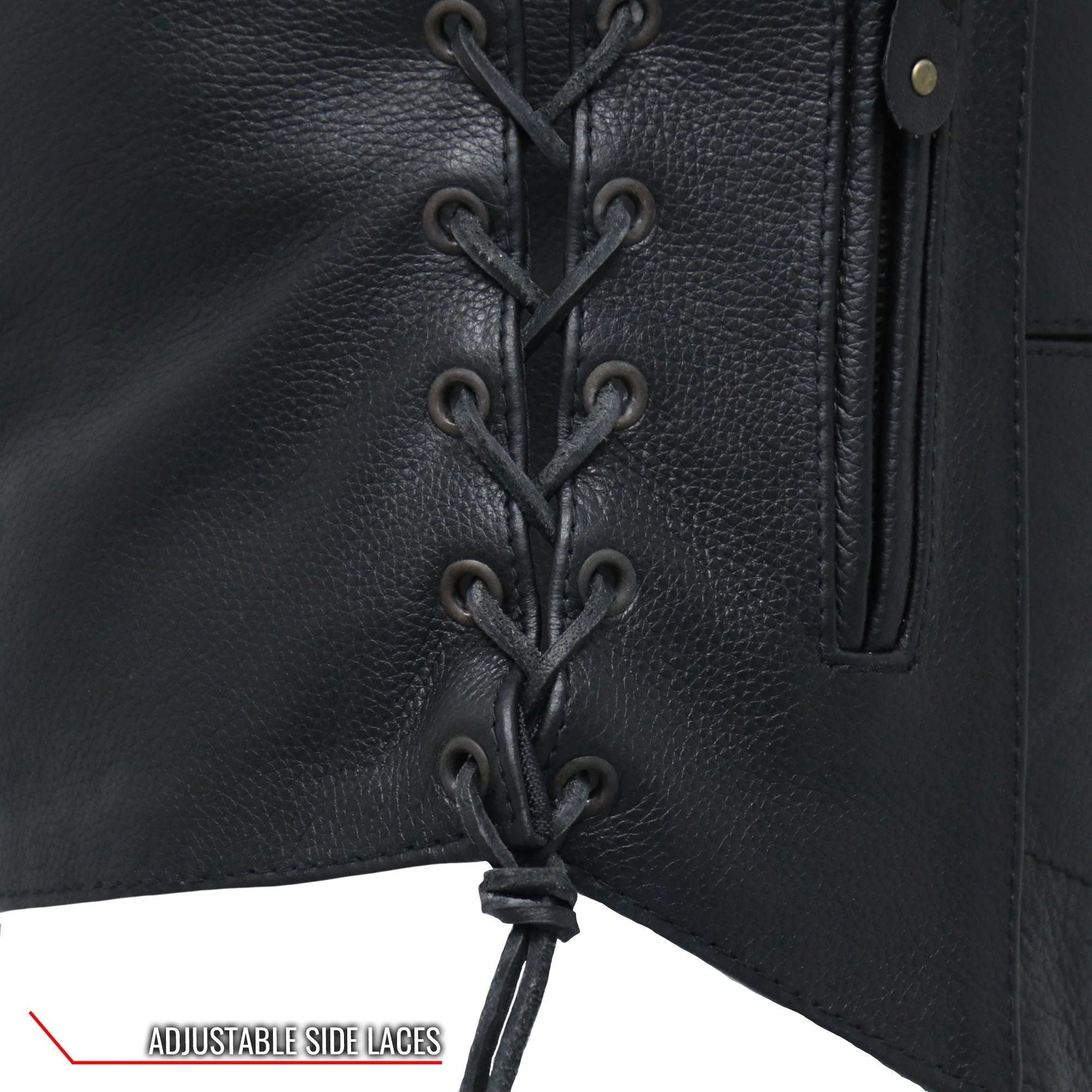 Hot Leathers VSL1008 Ladies Black Motorcycle 'Ten Pocket' Leather Biker Vest - Image 13