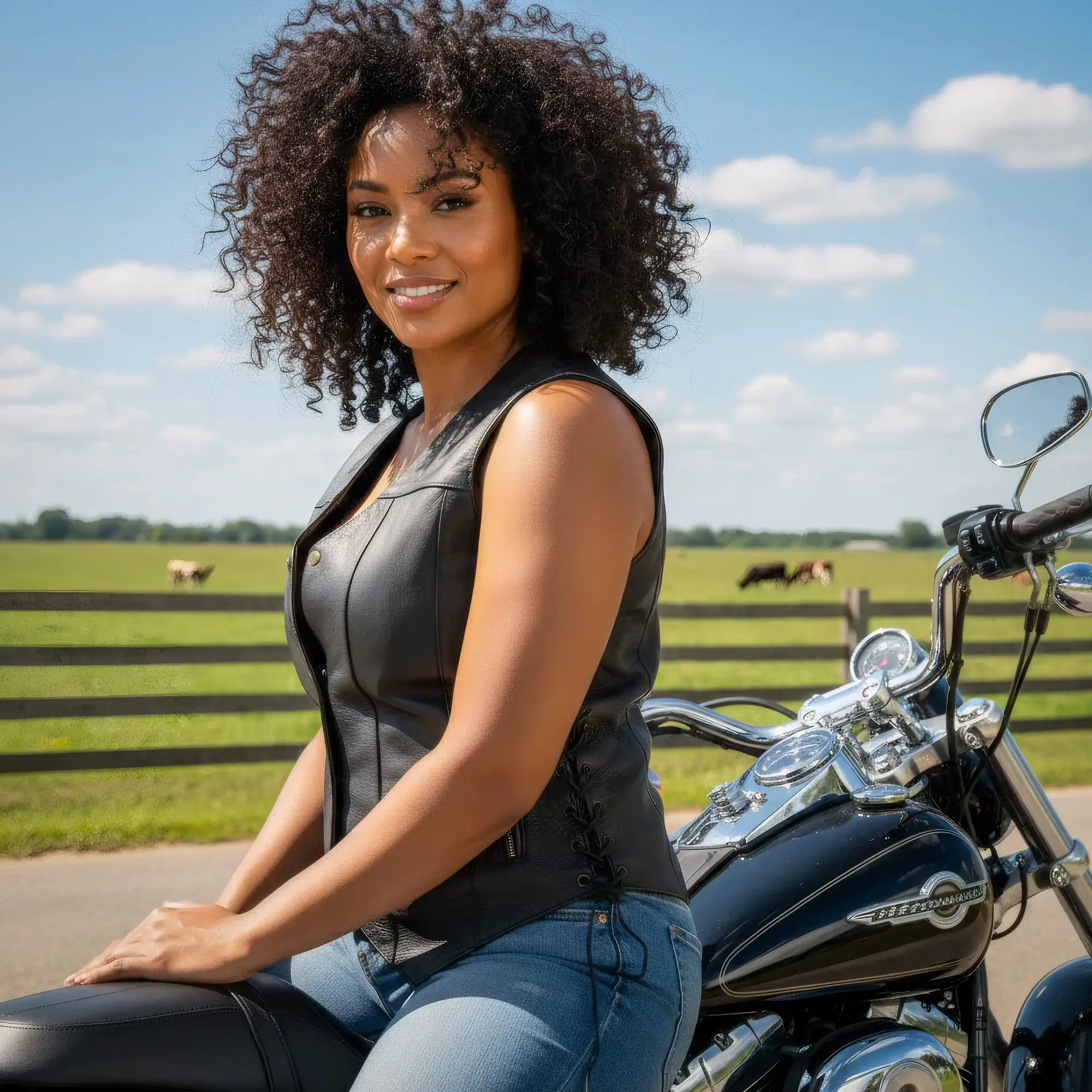 Hot Leathers VSL1008 Ladies Black Motorcycle 'Ten Pocket' Leather Biker Vest - Image 17