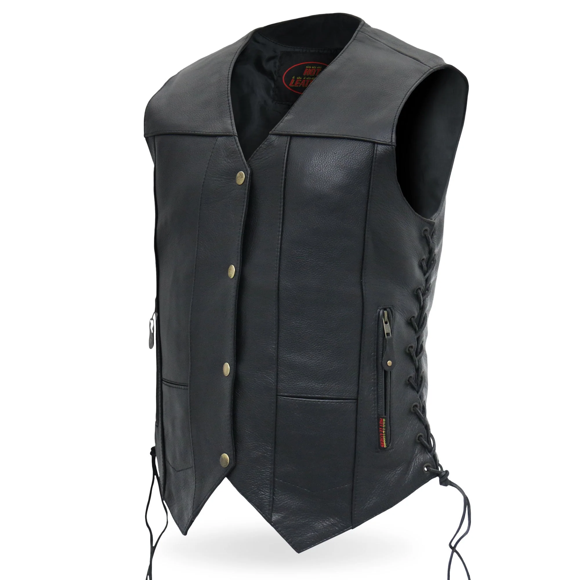 Hot Leathers VSL1008 Ladies Black Motorcycle 'Ten Pocket' Leather Biker Vest - Image 4