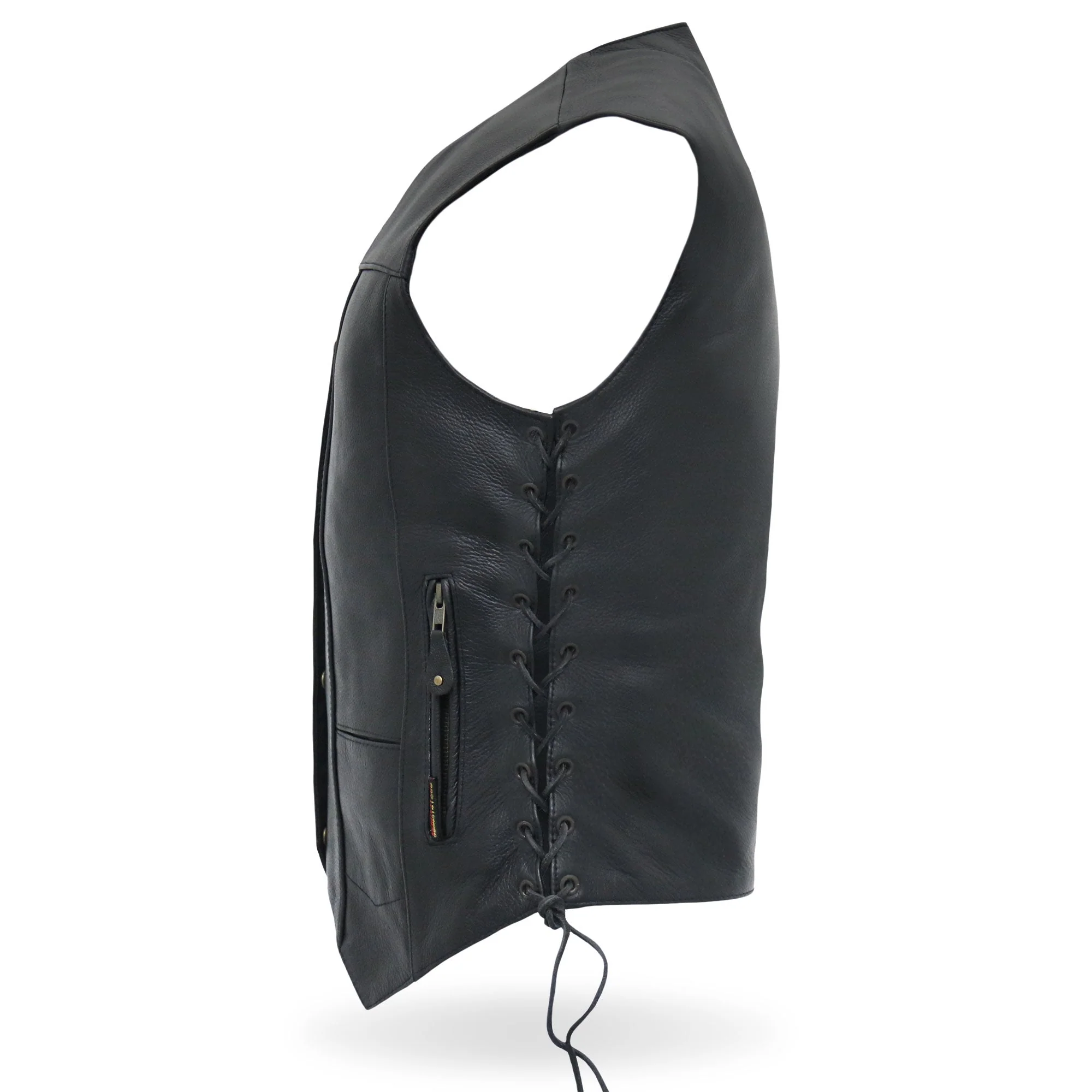 Hot Leathers VSL1008 Ladies Black Motorcycle 'Ten Pocket' Leather Biker Vest - Image 5