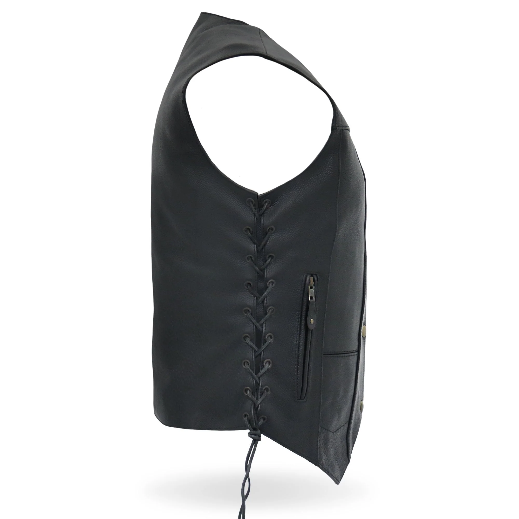 Hot Leathers VSL1008 Ladies Black Motorcycle 'Ten Pocket' Leather Biker Vest - Image 8