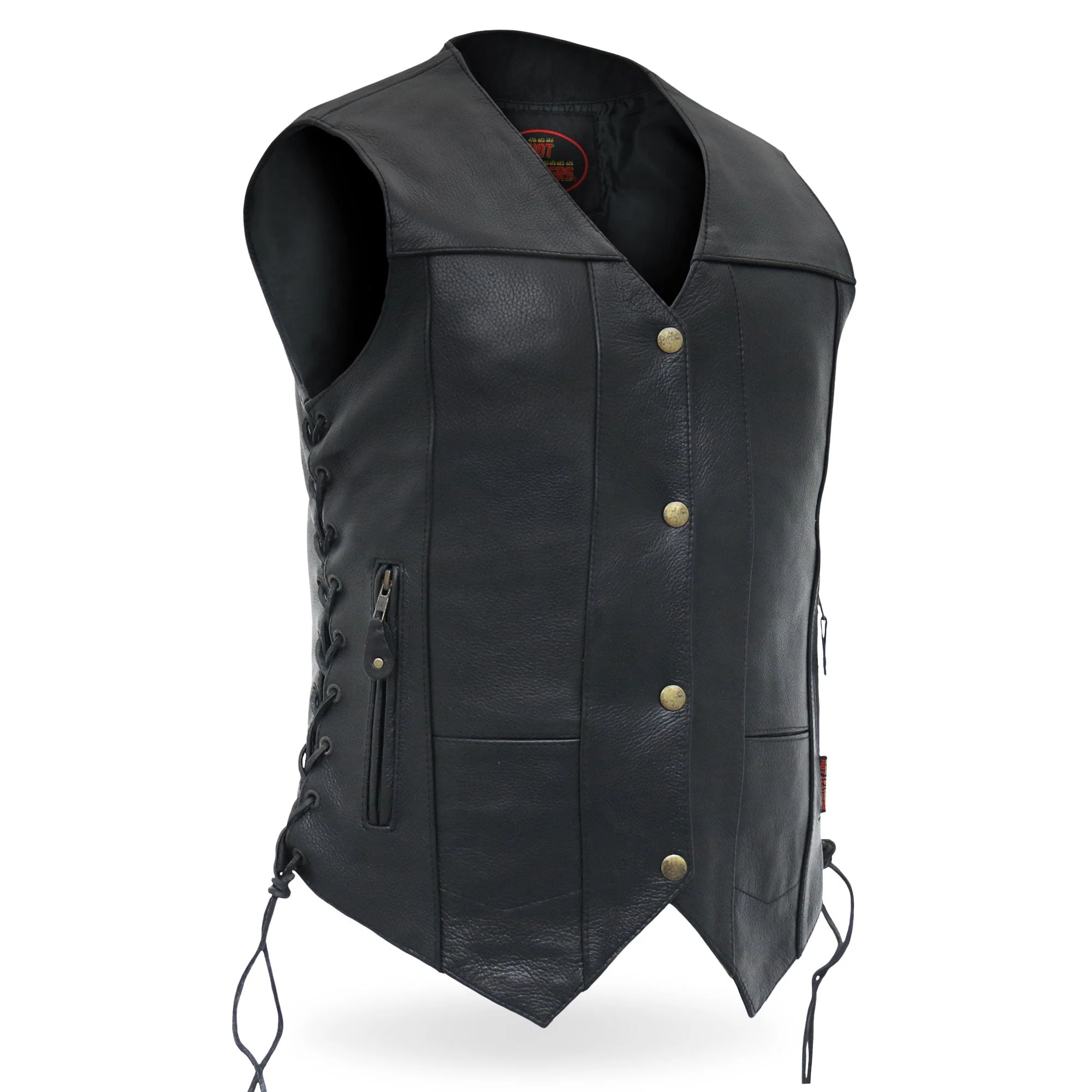 Hot Leathers VSL1008 Ladies Black Motorcycle 'Ten Pocket' Leather Biker Vest - Image 9