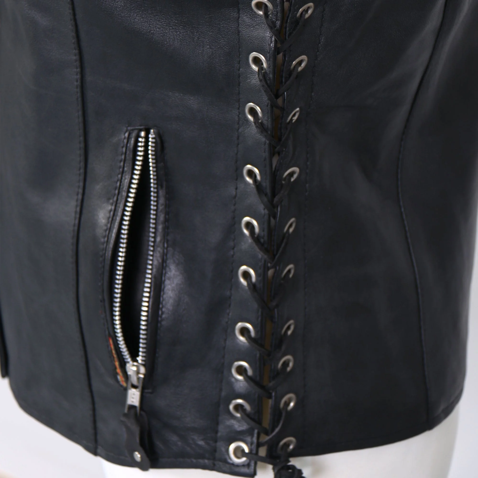 Hot Leathers VSL1010 Ladies Motorcycle Black Lambskin Side Lace Biker Vest - Image 4