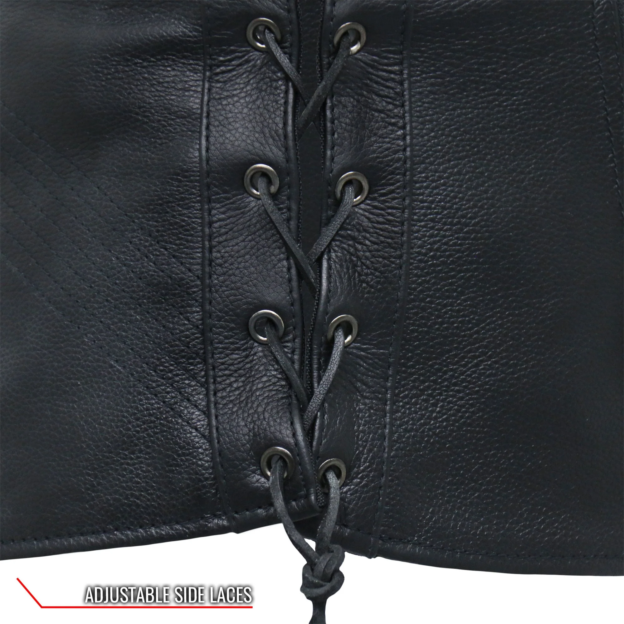 Hot Leathers VSL1013 Ladies motorcycle style Black Leather Side Lace Zip-Up Biker Vest - Image 12