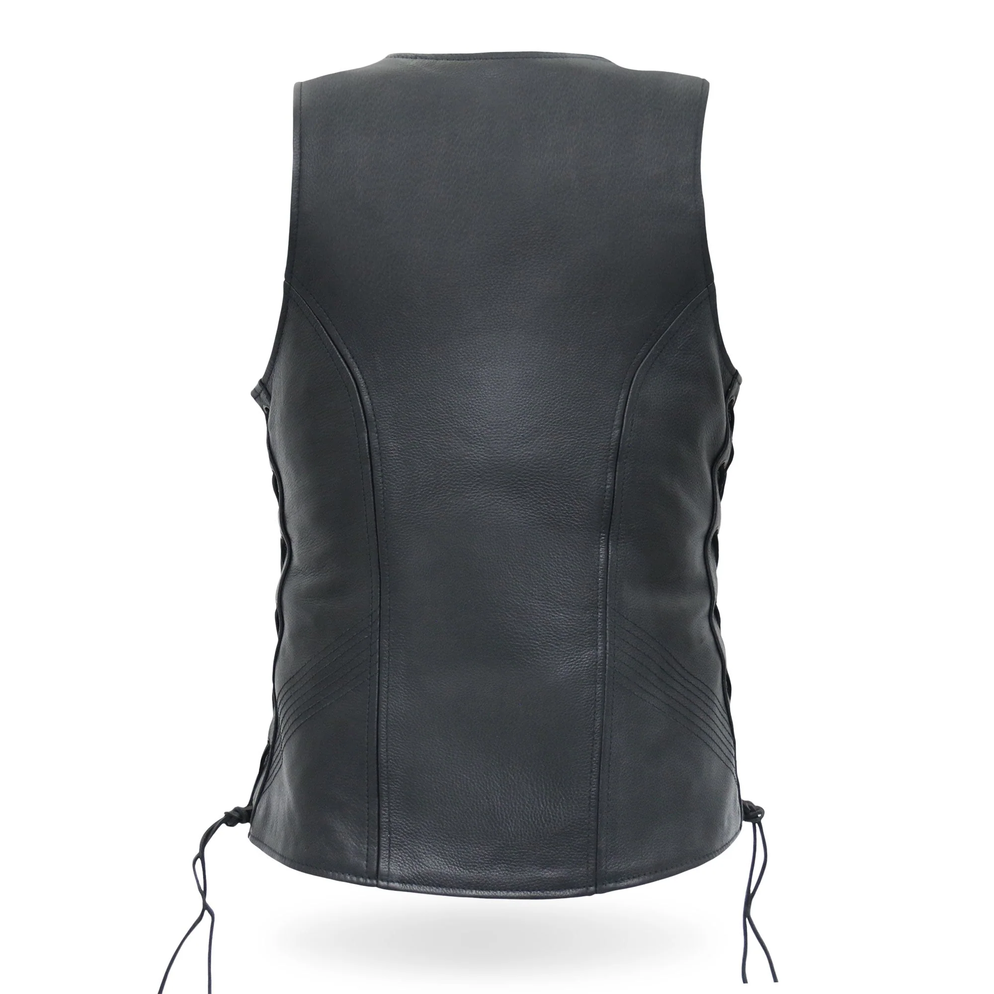 Hot Leathers VSL1013 Ladies motorcycle style Black Leather Side Lace Zip-Up Biker Vest - Image 2