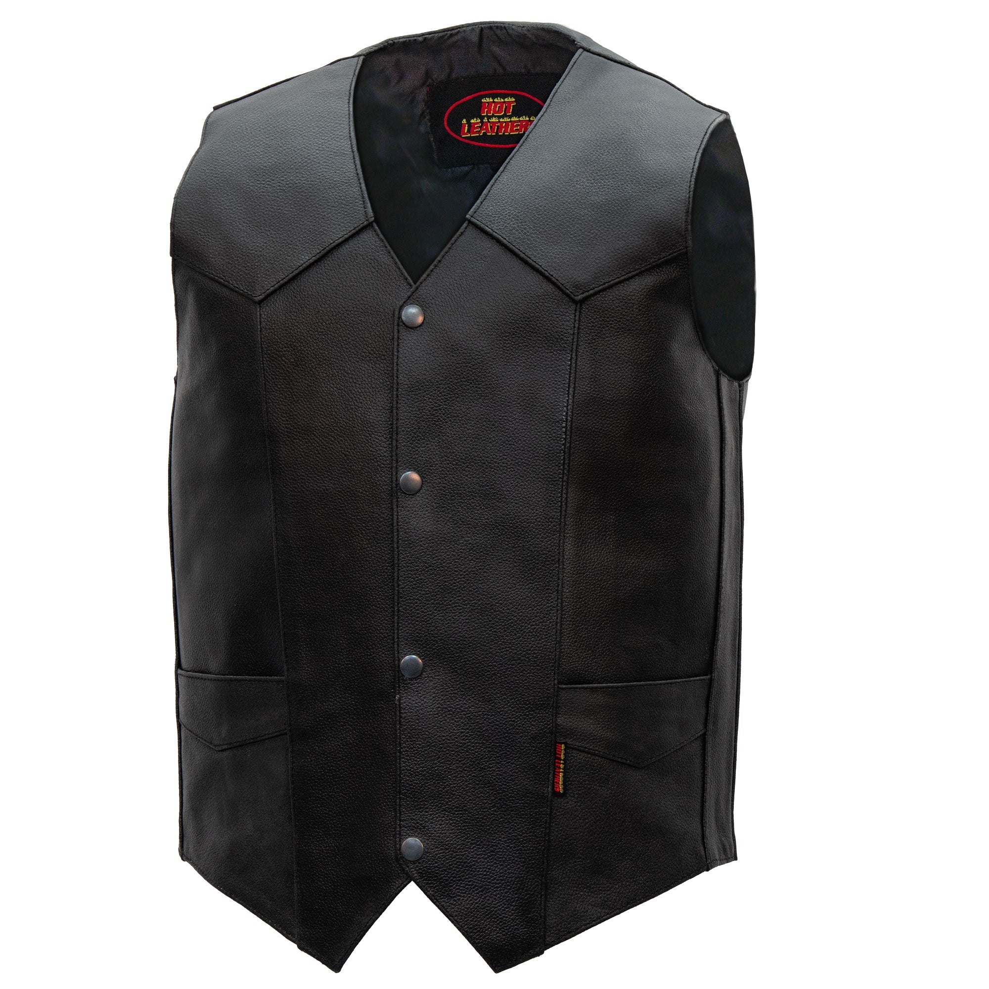 Hot Leathers VSM1014 Men's Motorcycle Black Heavyweight Leather Biker Vest with Inside Pocket - Image 10